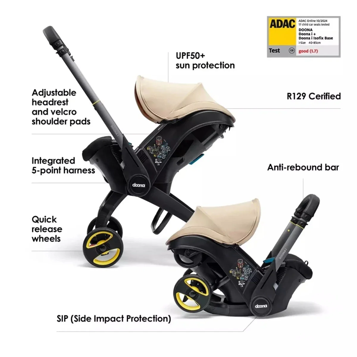 Doona i Infant Car Seat & Stroller - Sahara Sand - Image 3
