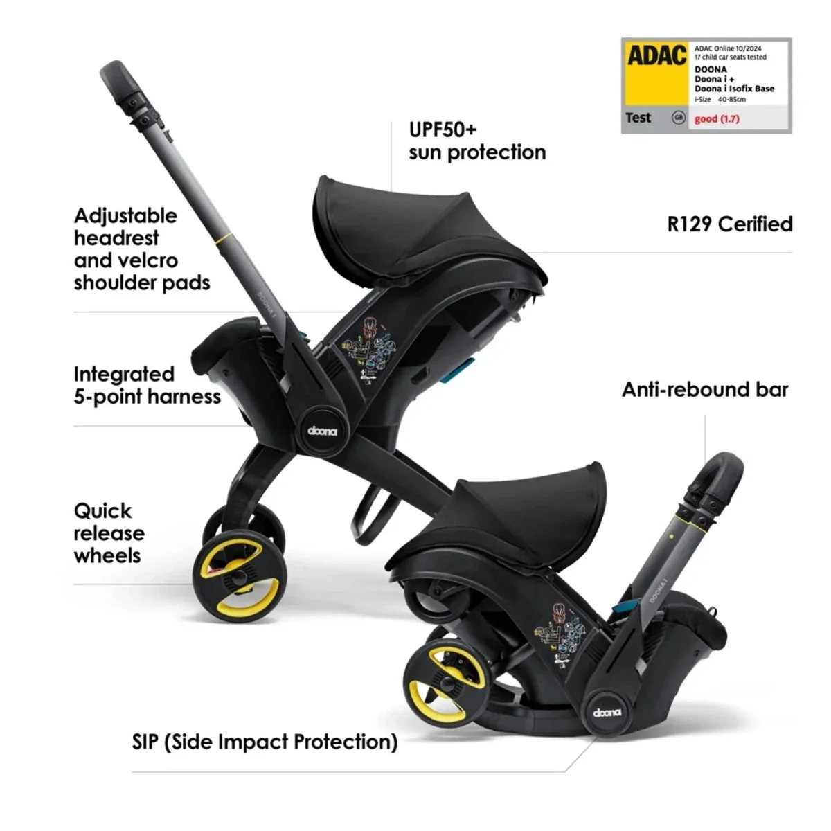 Doona i Infant Car Seat & Stroller - Nitro Black - Image 3