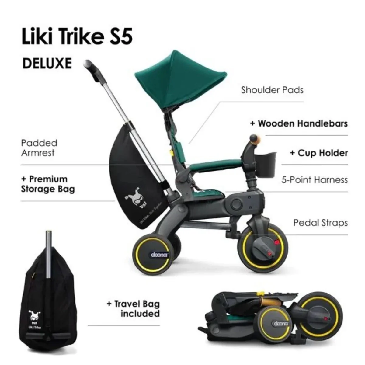 Doona Liki S5 Trike - Racing Green - Image 10