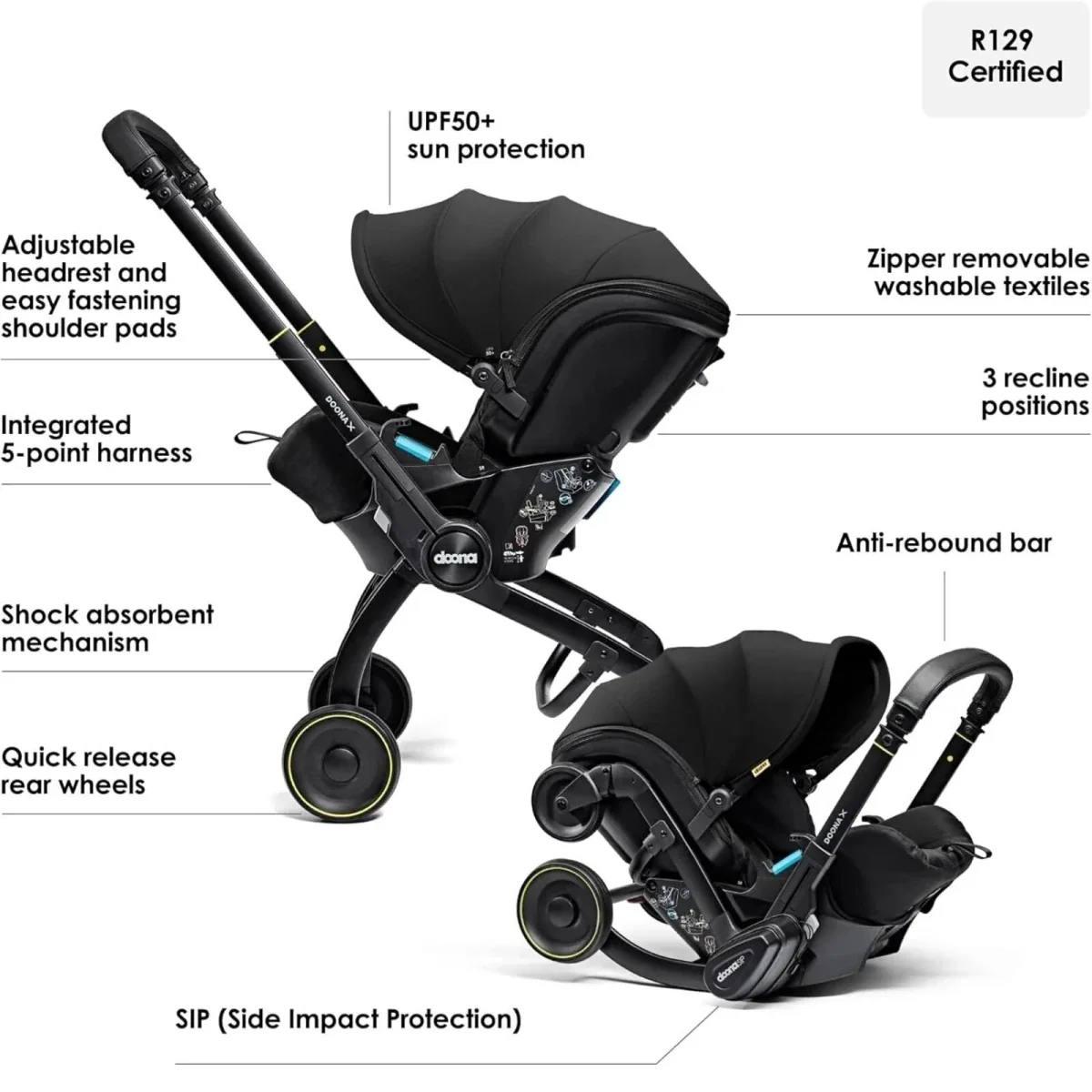Doona X Infant Car Seat & Stroller - Nitro Black - Image 2