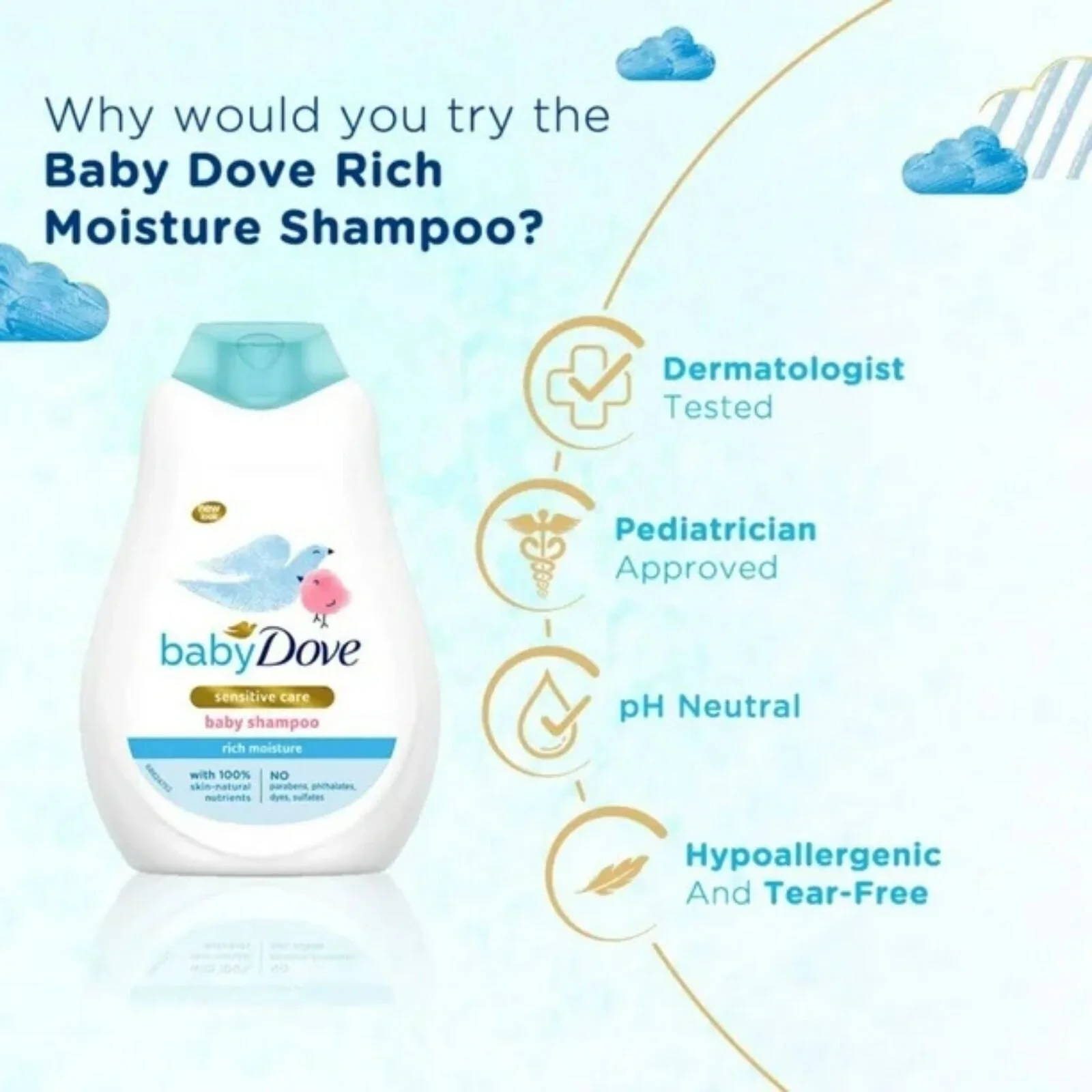 Dove Baby Rich Moisture Baby Shampoo 400ml - Image 2