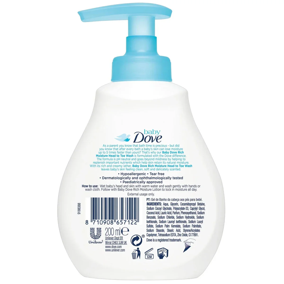 Dove Baby Rich Moisture Head to Toe Wash 200ml - Image 2