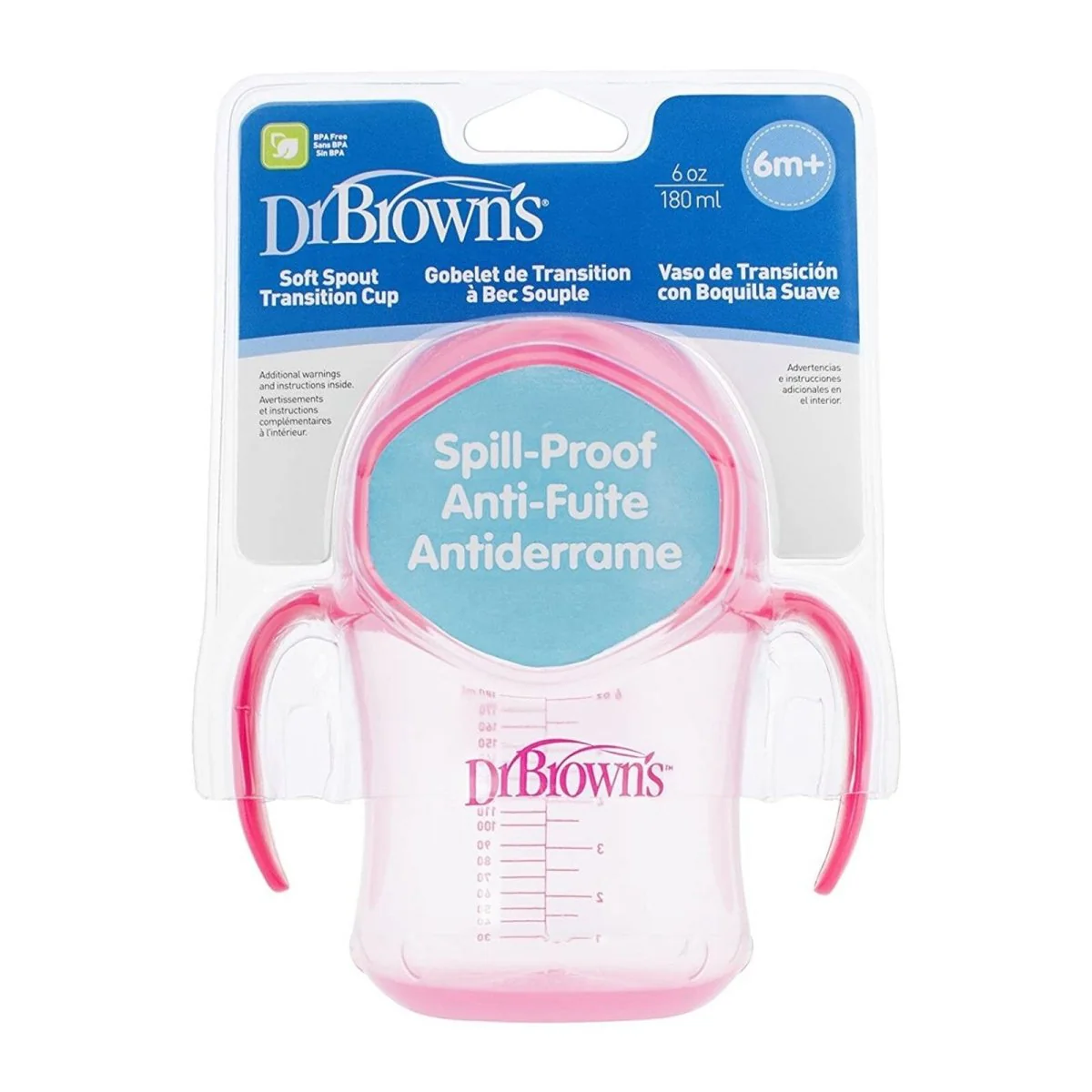 Dr. Brown's Soft Mouth Transition Cup 180ml - Pink - Image 3