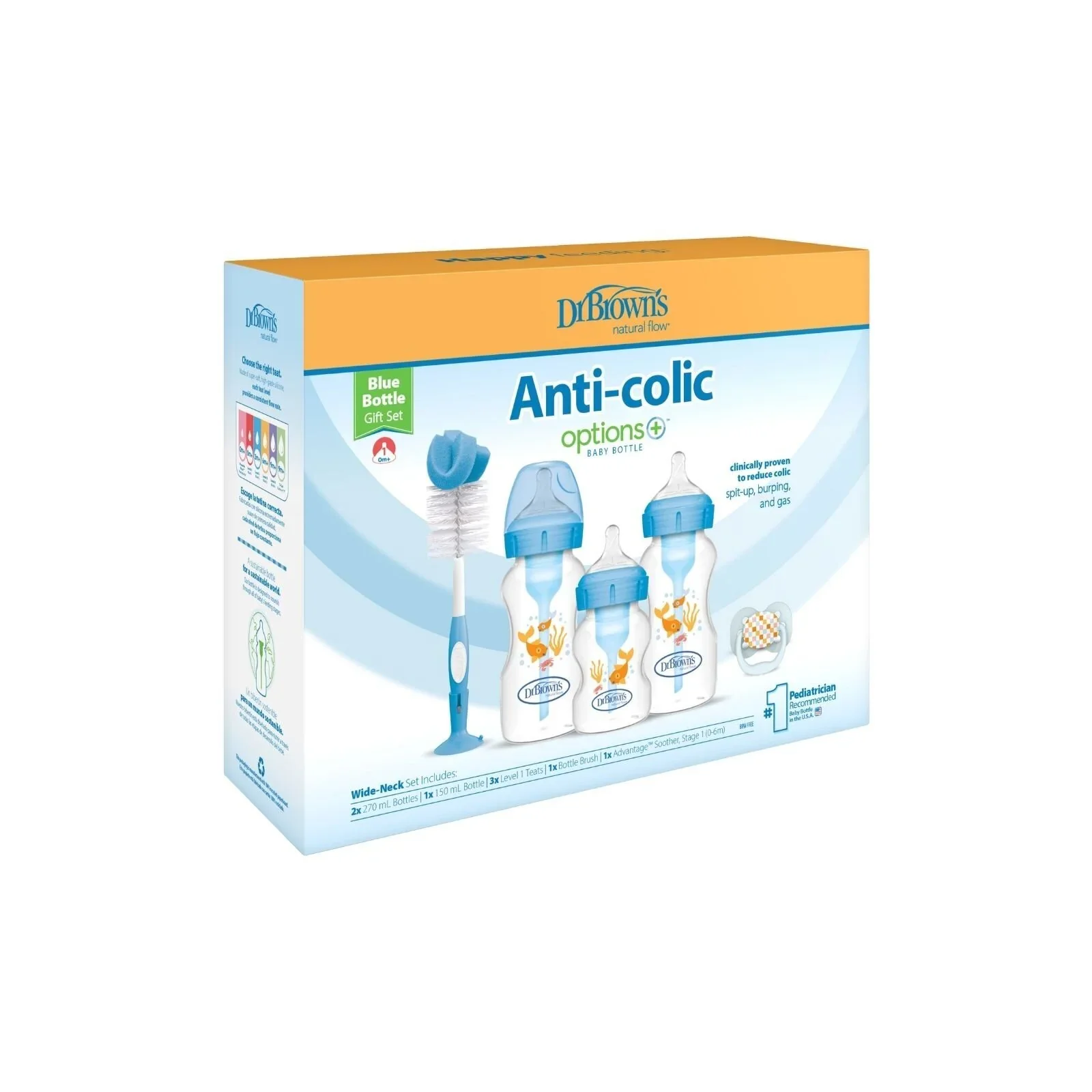 Dr. Brown's Natural Flow Options+ Anti-Colic Baby Bottle Gift Set - Blue - Image 2