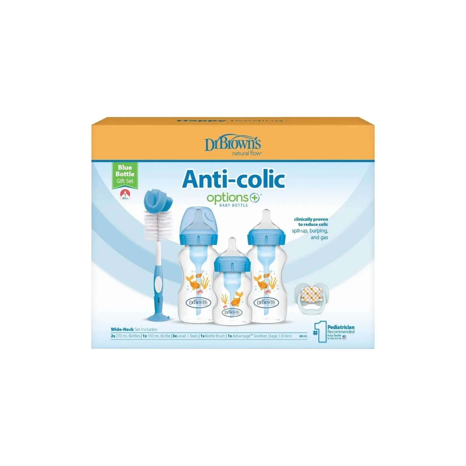 Dr. Brown's Natural Flow Options+ Anti-Colic Baby Bottle Gift Set - Blue - Image 3