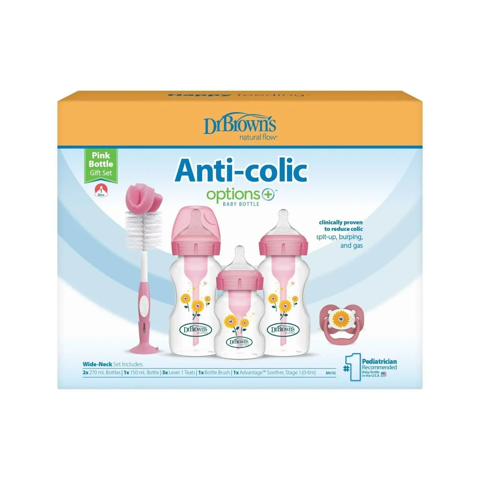 Dr. Brown's Natural Flow Options+ Anti-Colic Baby Bottle Gift Set - Pink - Image 5