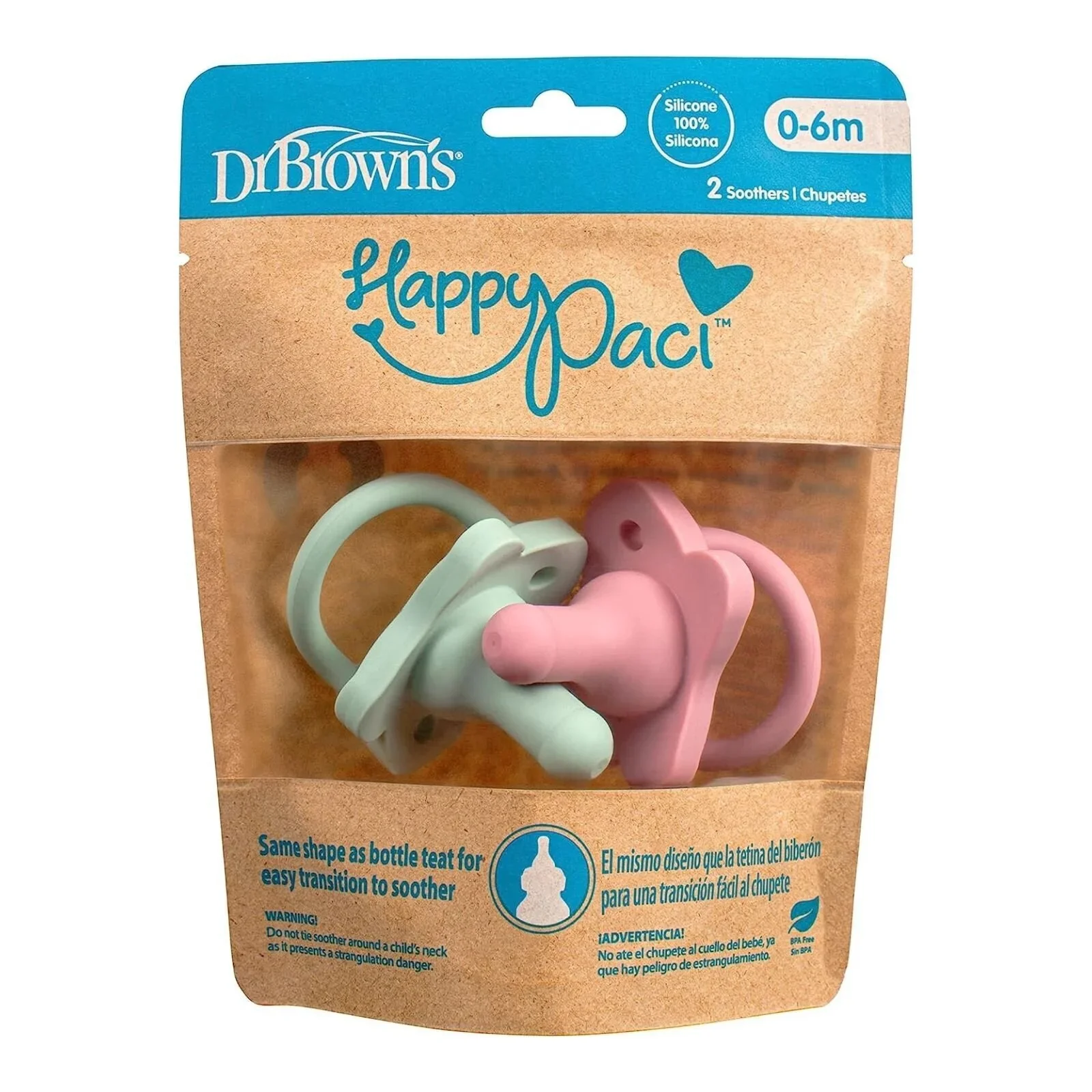 Dr. Brown's One Piece Silicone Soother 0+ months Pack of 2 - Pink - Image 7