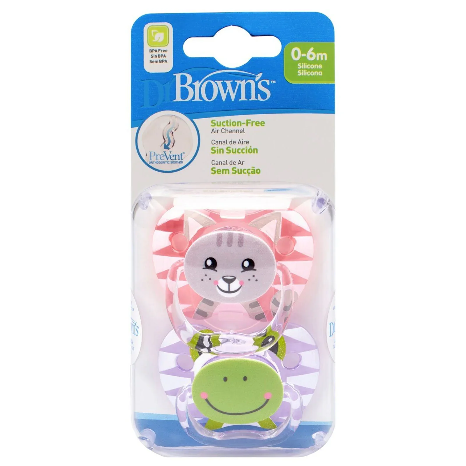 Dr. Brown's Prevent Soothers Animal Faces 0-6 months Assorted - Pink - Image 2