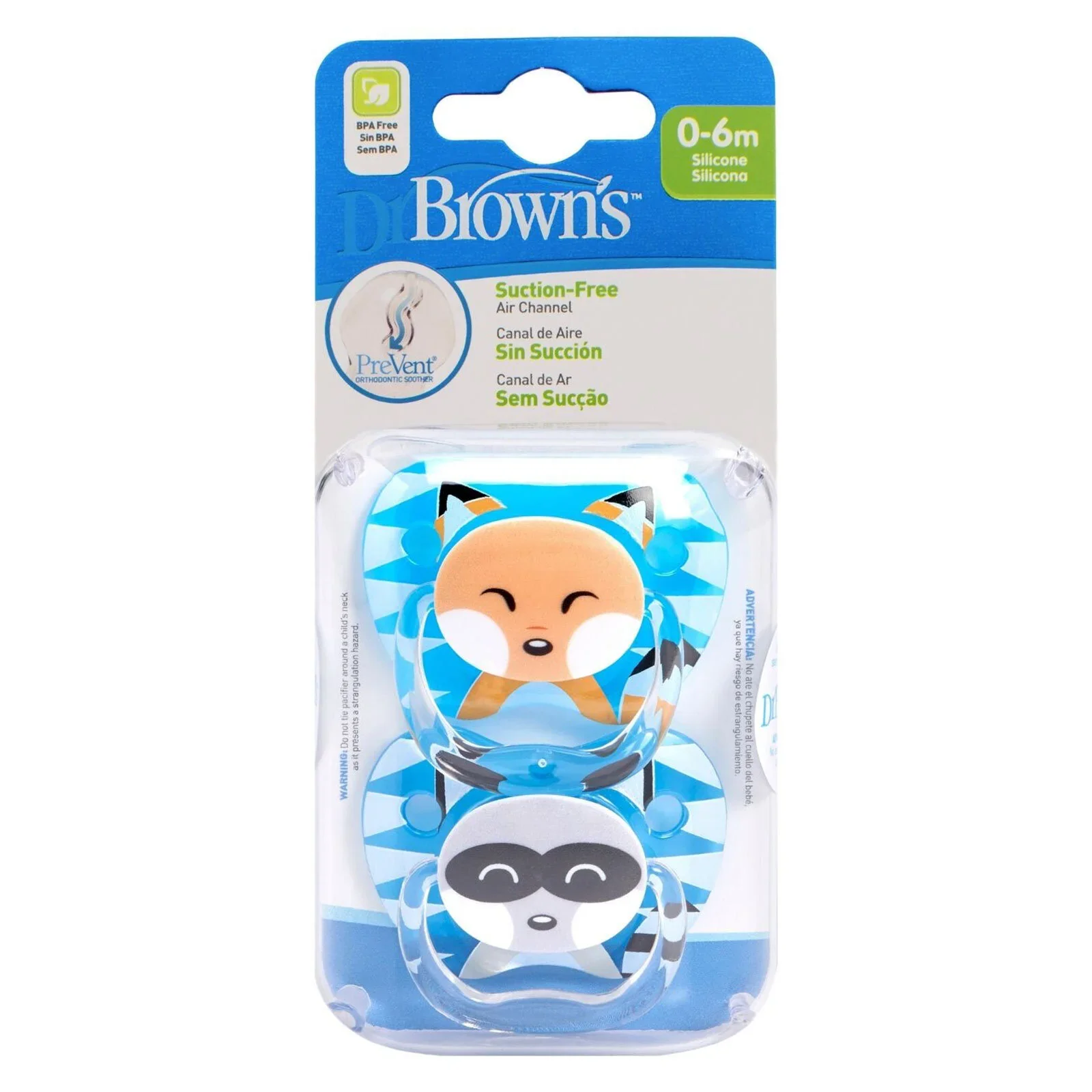 Dr. Brown's Prevent Soothers Animal Faces 0-6 months Assorted - Blue - Image 2