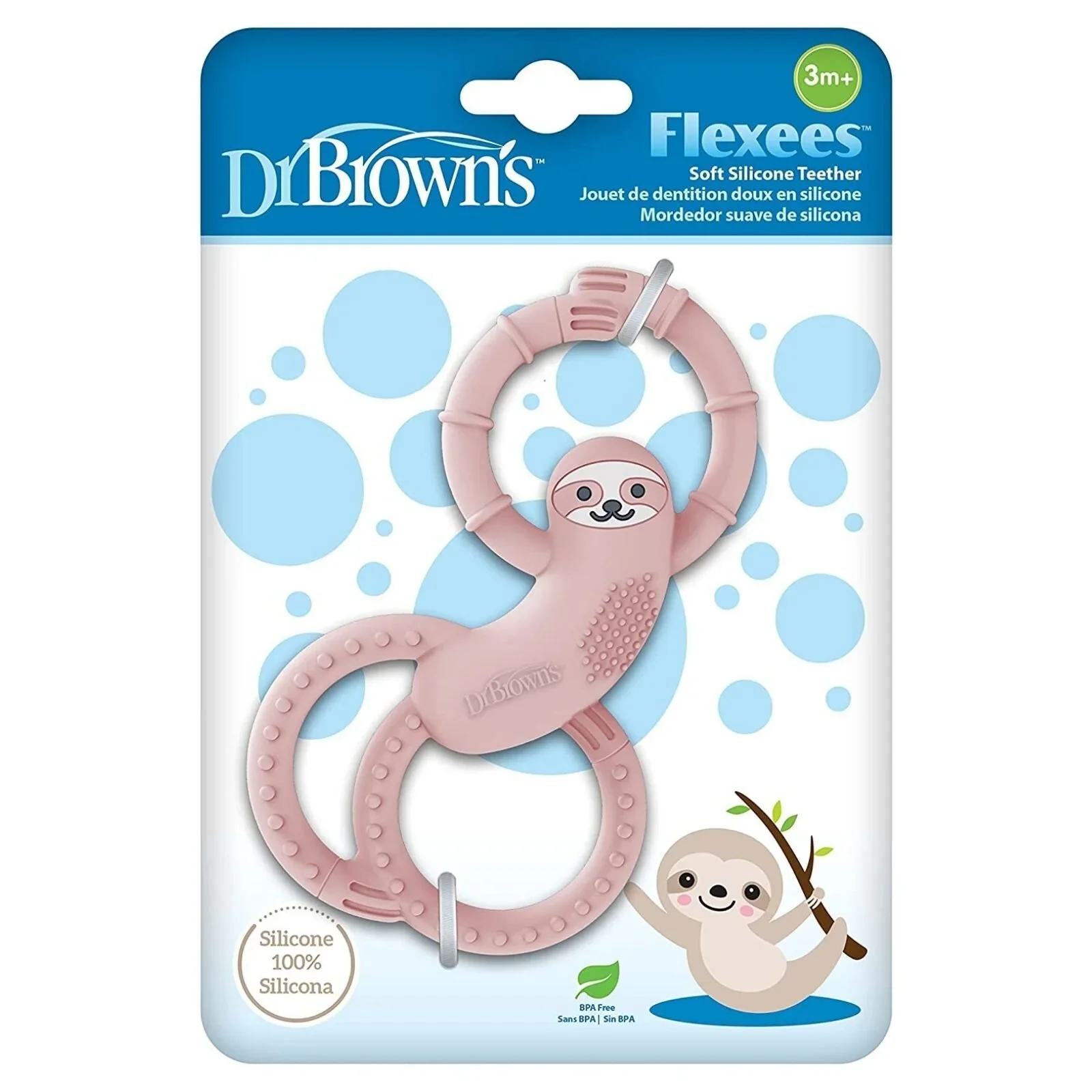 Dr. Brown's Sloth Long Limbed Teether 3+ months - Pink - Image 2