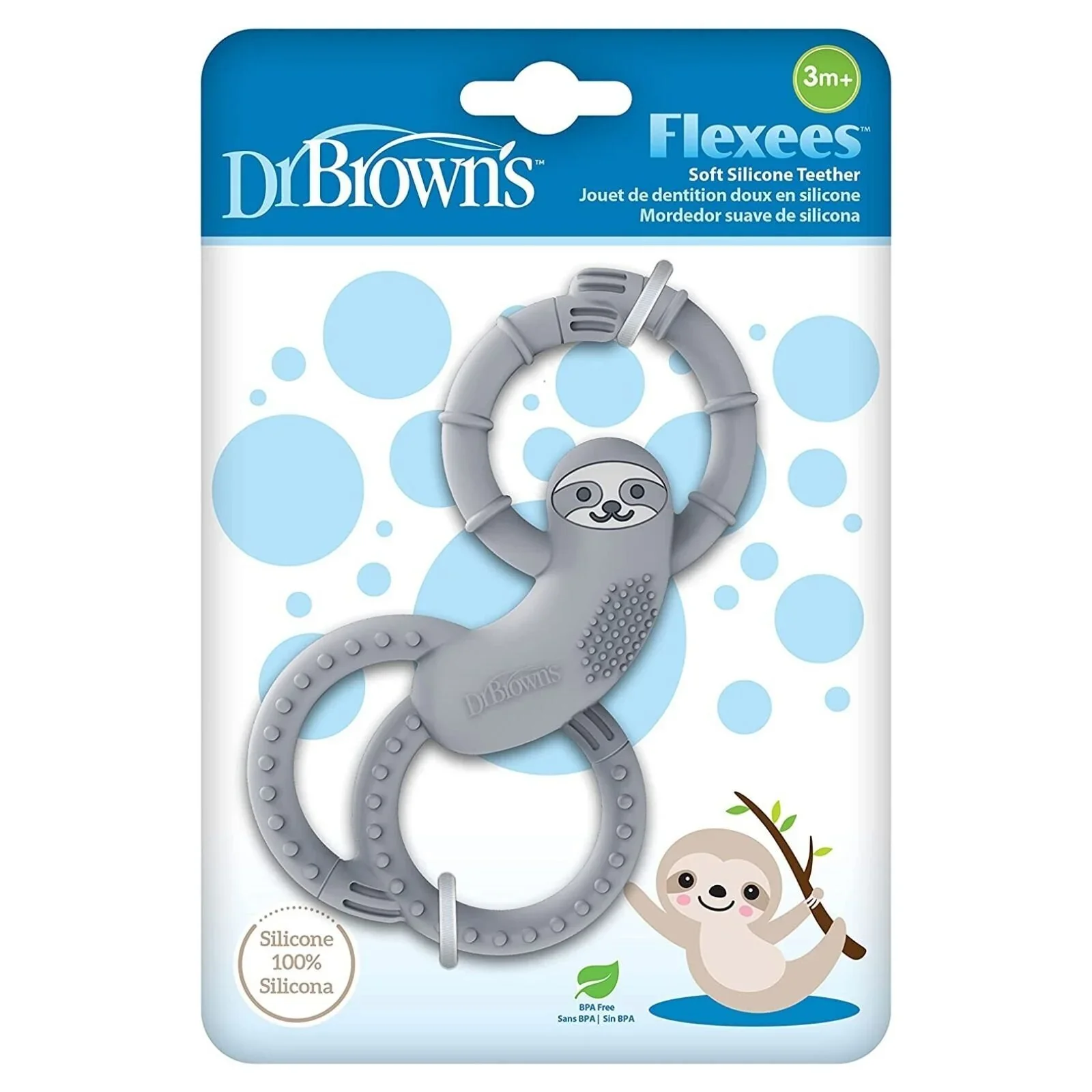 Dr. Brown's Sloth Long Limbed Teether 3+ months - Blue - Image 2