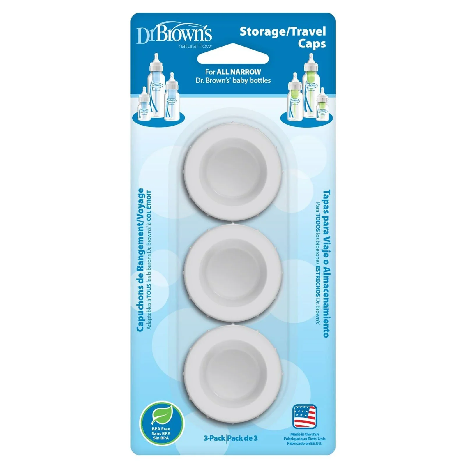 Dr. Brown's Travel Caps Narrow Neck 3 pcs - Image 2
