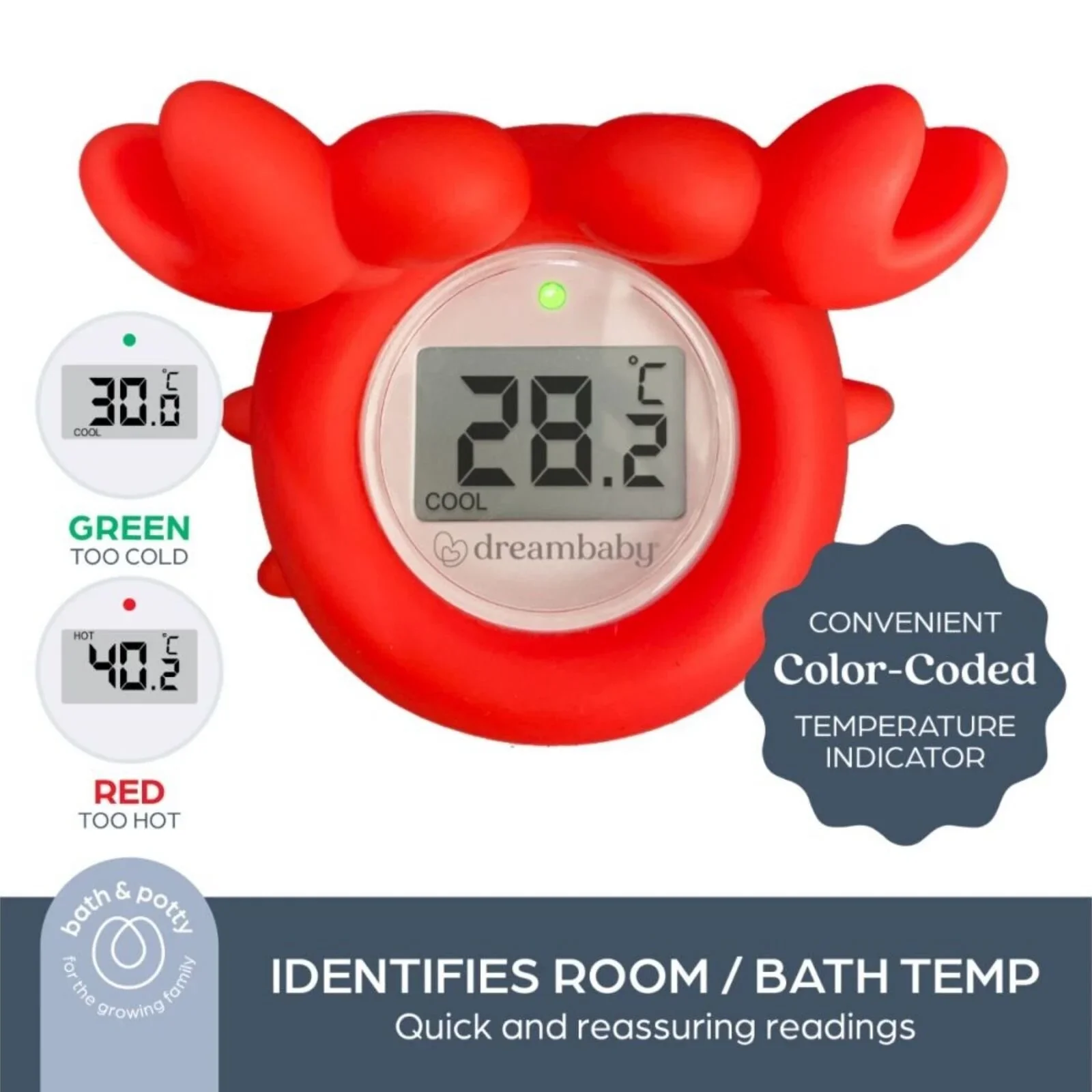 Dreambaby 2-in-1 Room & Bath Crab Thermometer - Image 2