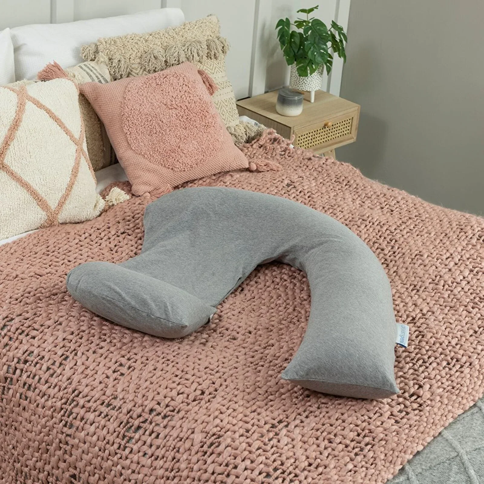 Dreamgenii Support and Feeding Pillow Spare Cover  - Grey Marl Cotton Jersey - Image 3