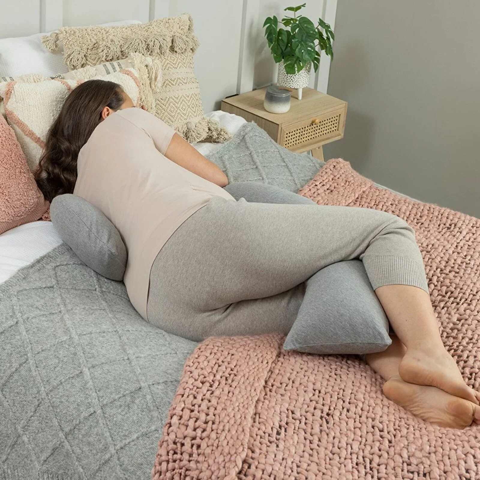 Dreamgenii Support and Feeding Pillow Spare Cover  - Grey Marl Cotton Jersey - Image 5