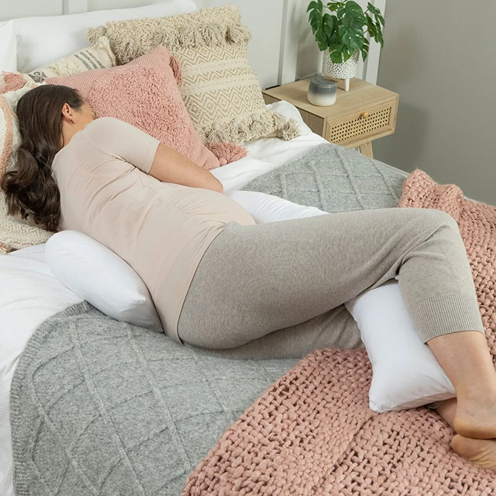 Dreamgenii Support and Feeding Pillow Spare Cover - White Cotton Jersey - Image 5
