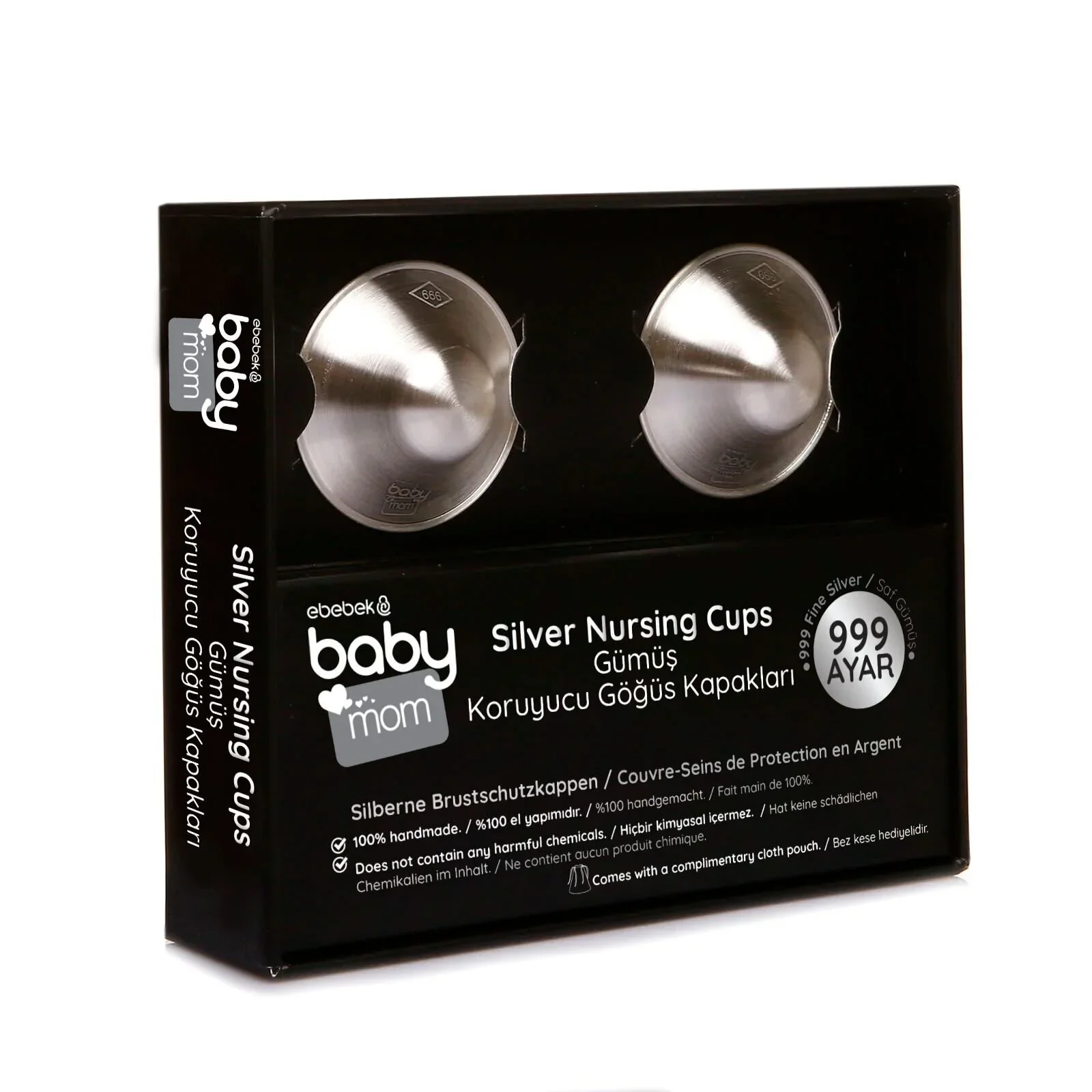 ebebek baby mom 2-Pack 999 Sterling Silver Nipple Shield Cover/Nipple Cups - Image 2