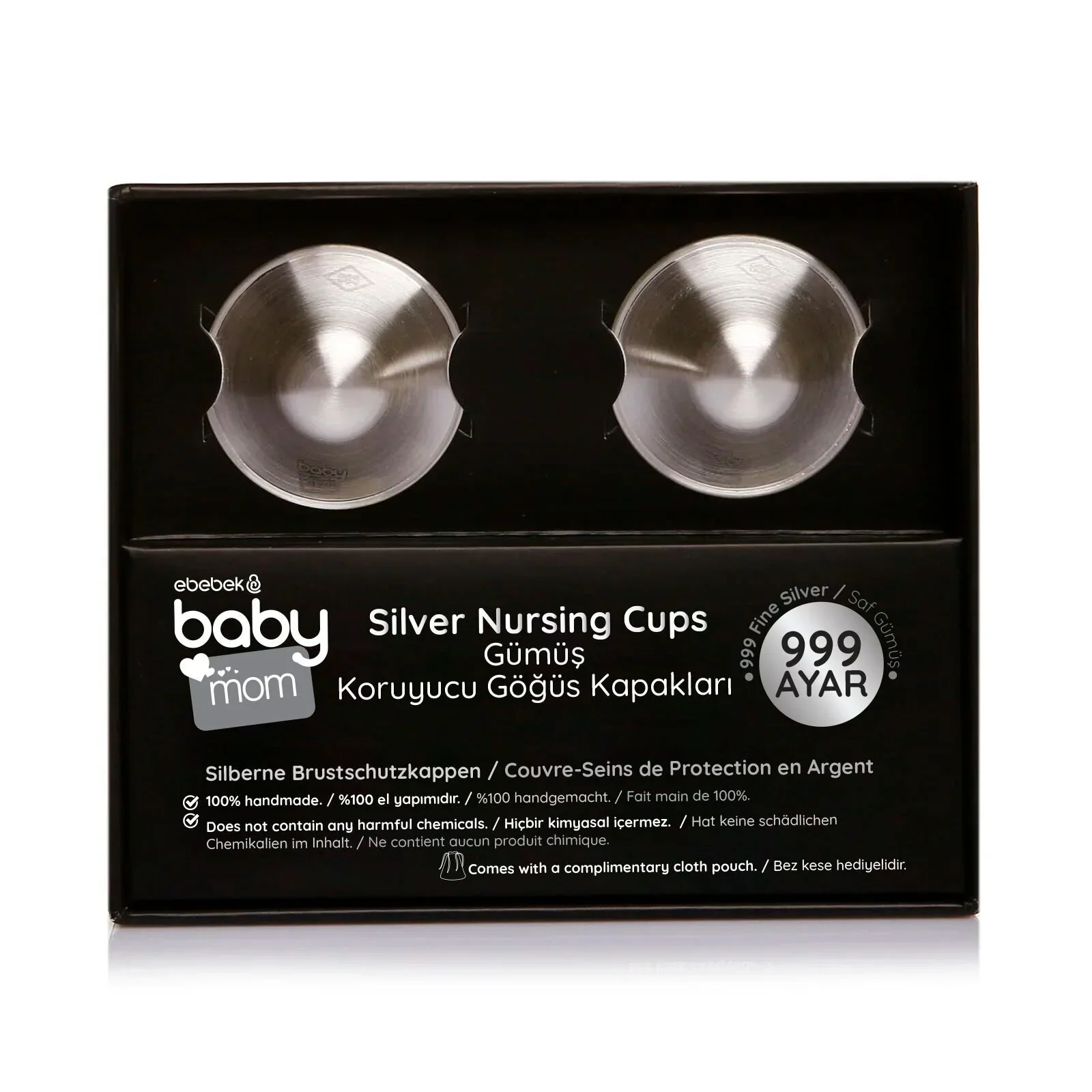 ebebek baby mom 2-Pack 999 Sterling Silver Nipple Shield Cover/Nipple Cups - Image 3
