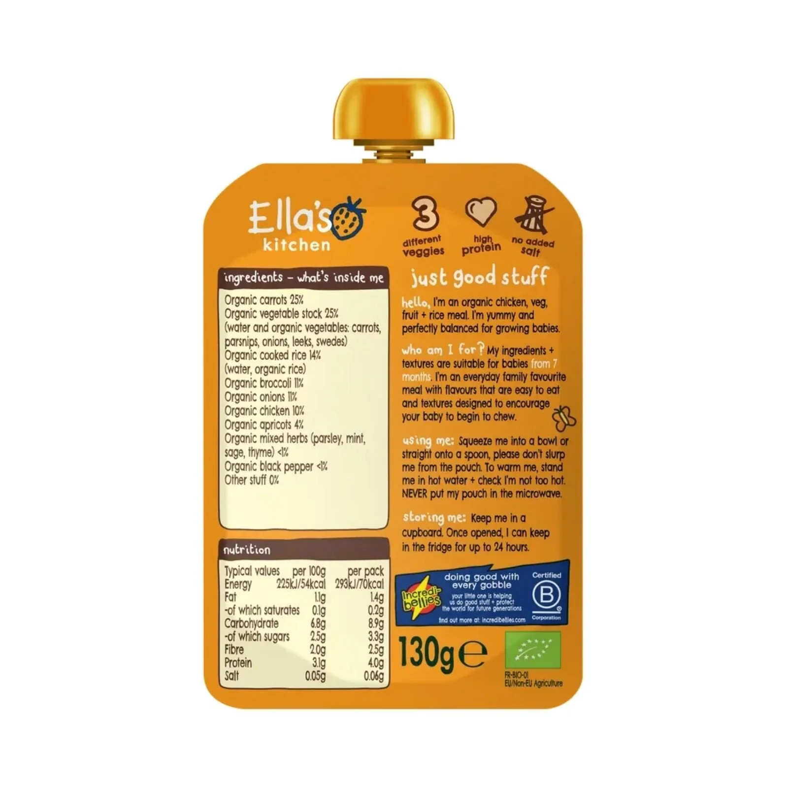 Ella's Kitchen Chicken Casserole with Rice 7+ months 130g - Image 2