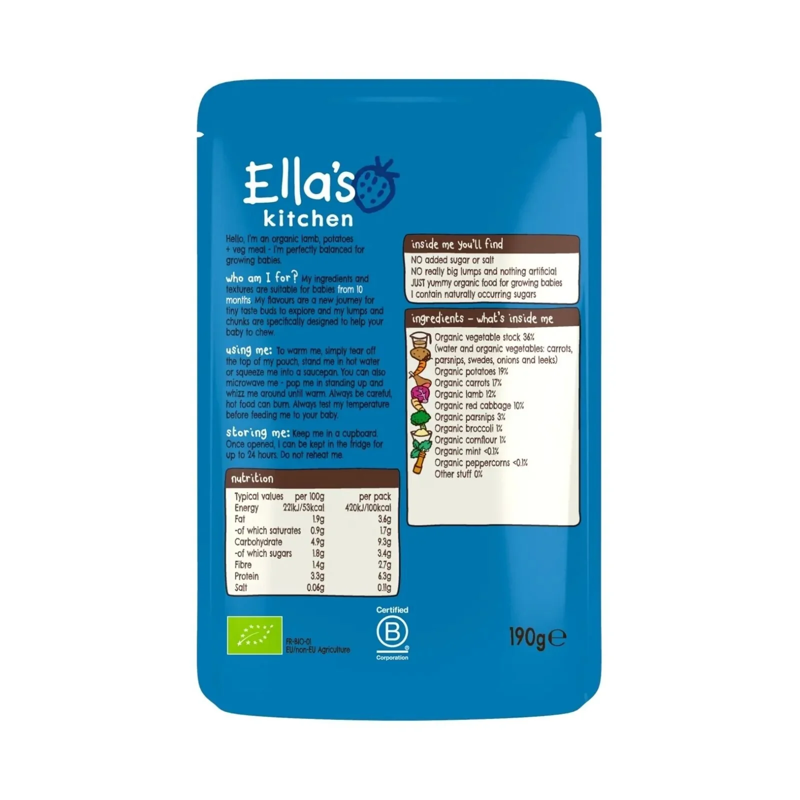 Ella's Kitchen Lovely Lamb Roast Dinner 10+ months 190g - Image 2