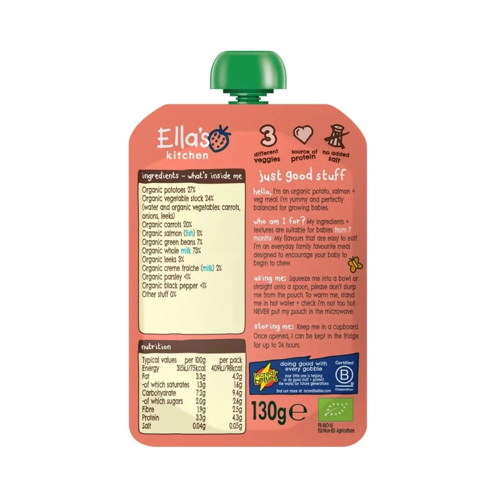 Ella's Kitchen Organic Fish Pie Baby Food Pouch 7+ months 130g - Image 2
