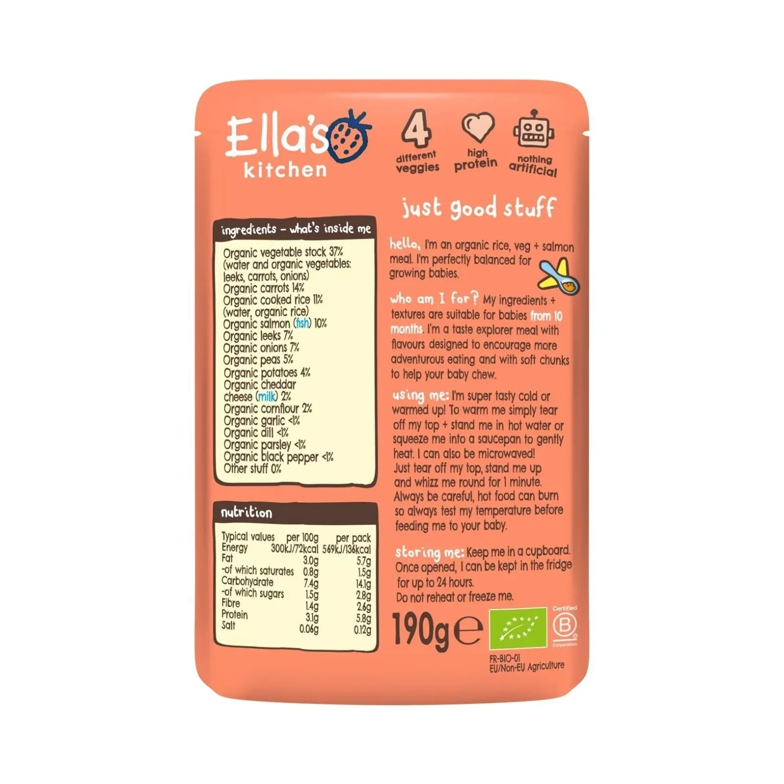 Ella's Kitchen Organic Salmon Risotto with Cheese 10+ months 190g - Image 2