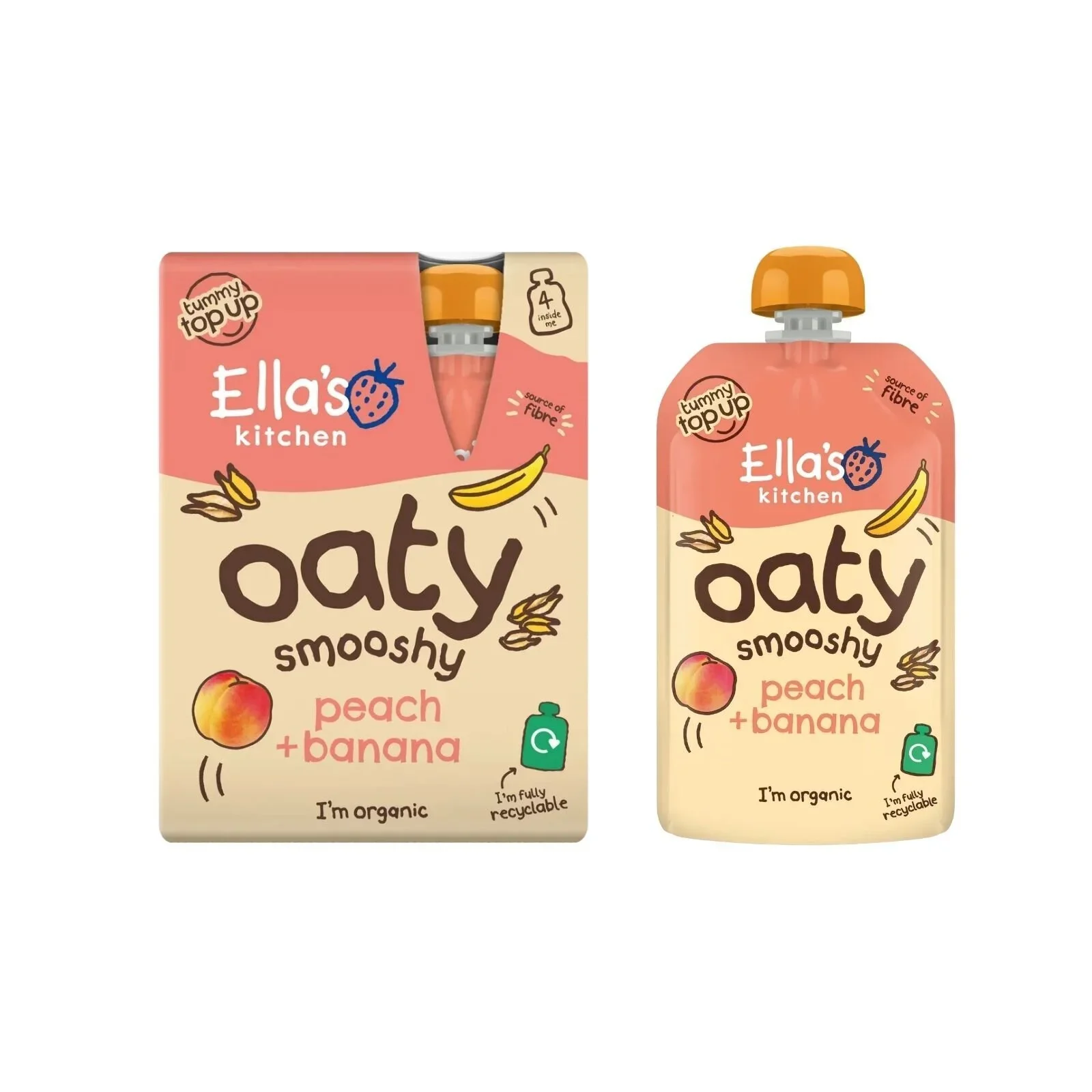 Ella's Kitchen Peach & Banana Oaty Smooshy 12+ months 360g (4x90g) - Image 2