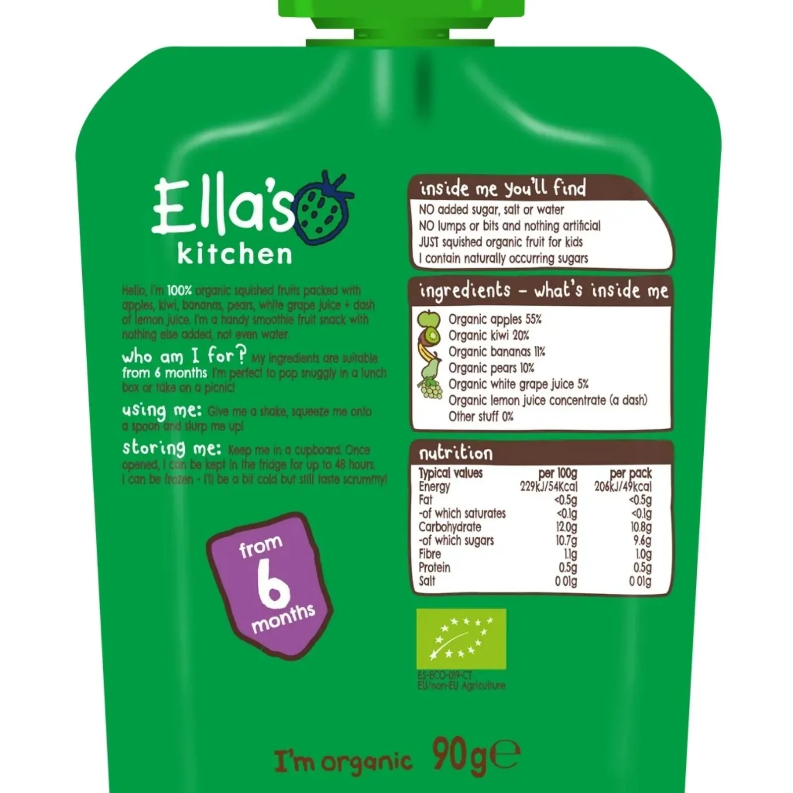 Ella's Kitchen Smoothie The Green One 6+ months 90g - Image 2