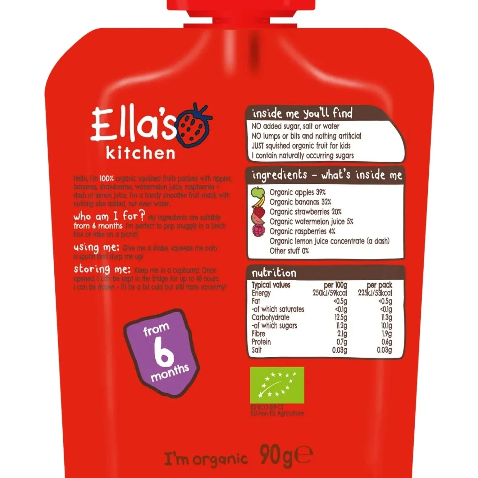 Ella's Kitchen Smoothie The Red One 6+ months 90g - Image 2