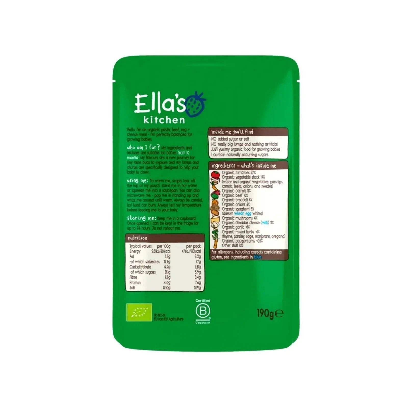 Ella's Kitchen Spaghetti Bolognese with Cheese 10+ months 190g - Image 2