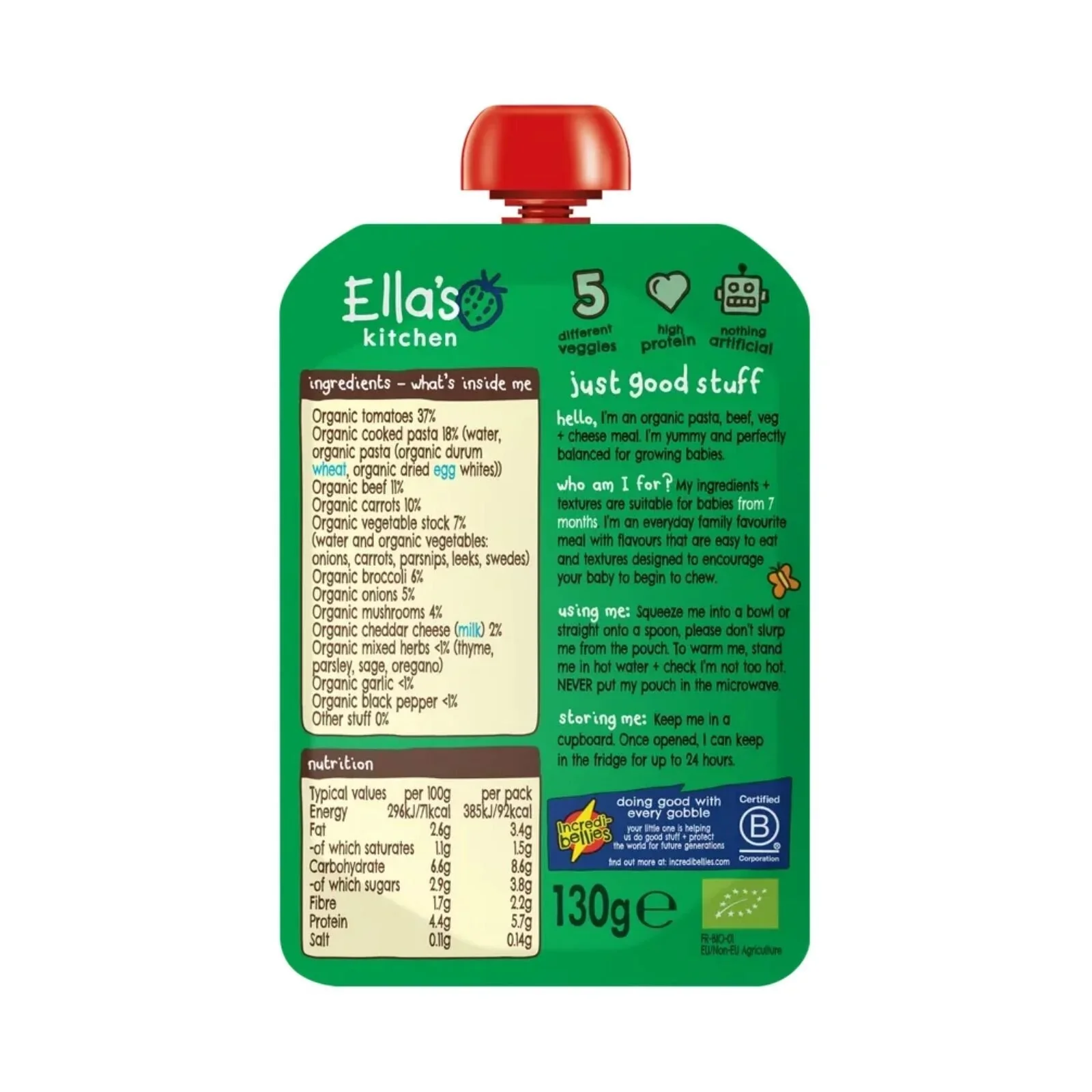 Ella's Kitchen Spaghetti Bolognese with Cheese 7+ months 130g - Image 2