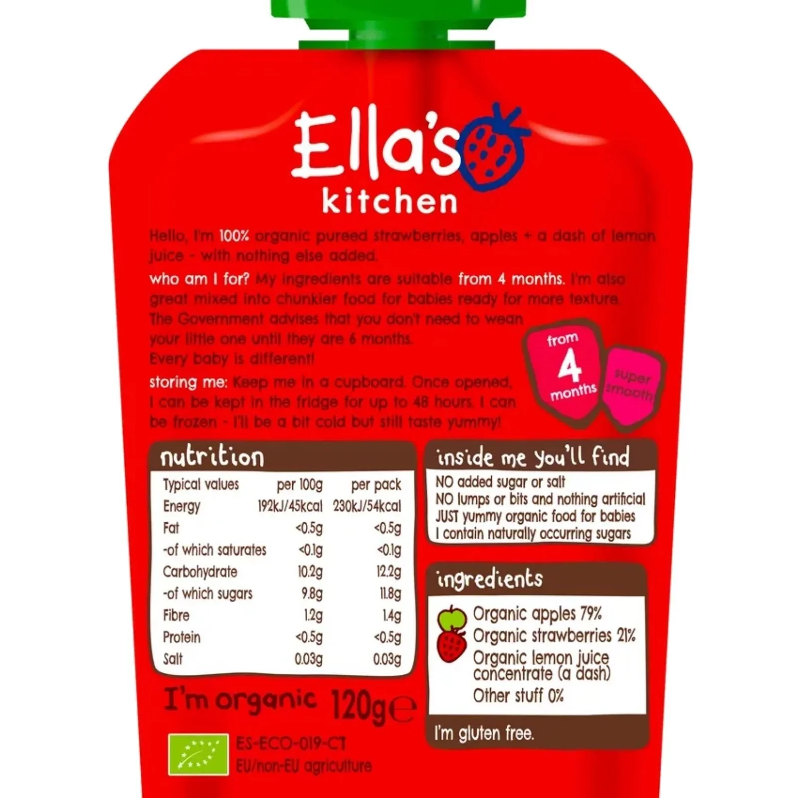 Ella's Kitchen Strawberries & Apples 4+ months 120g - Image 2