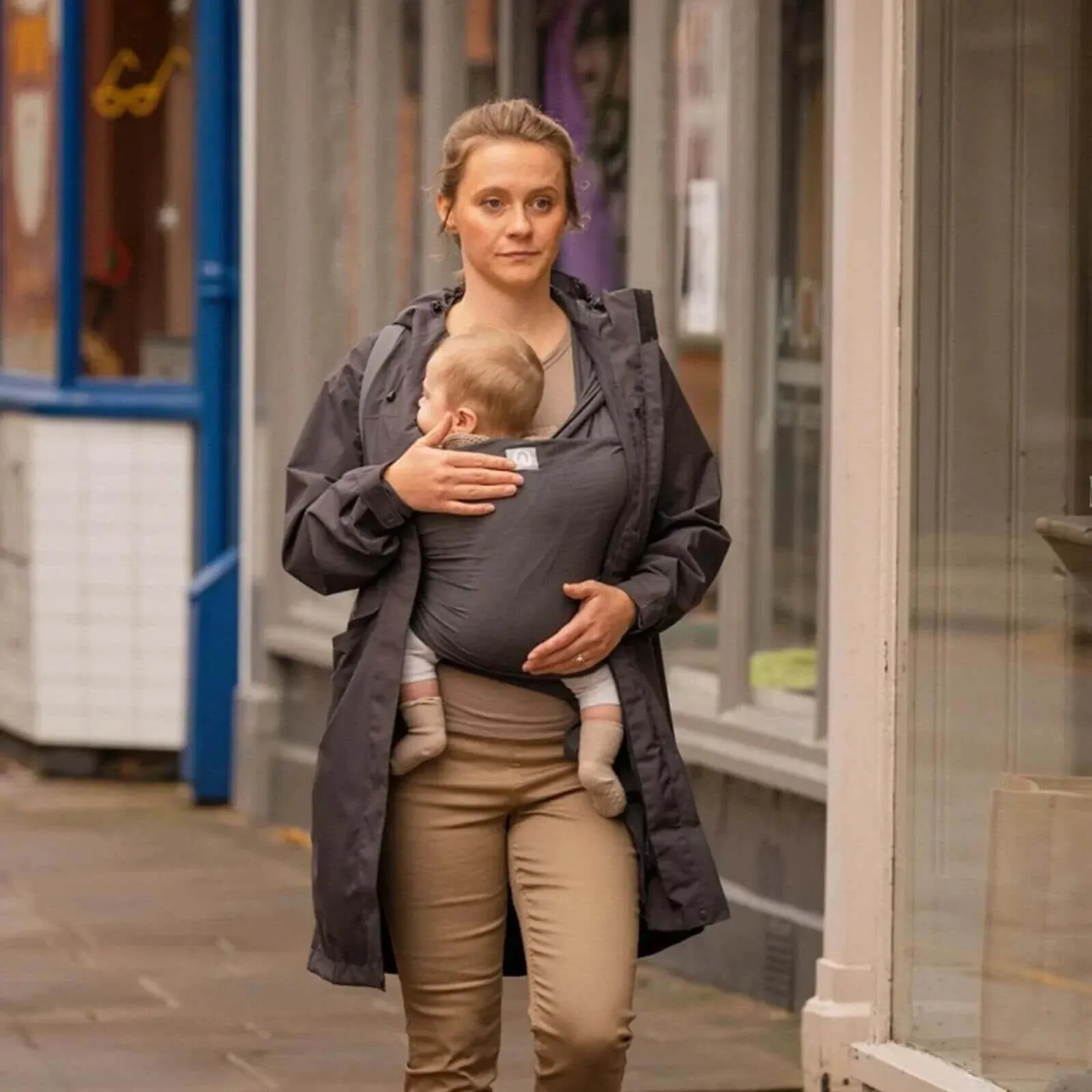 Gaia Carry Stretchy Baby Wrap Organic Cotton - Graphite - Image 10