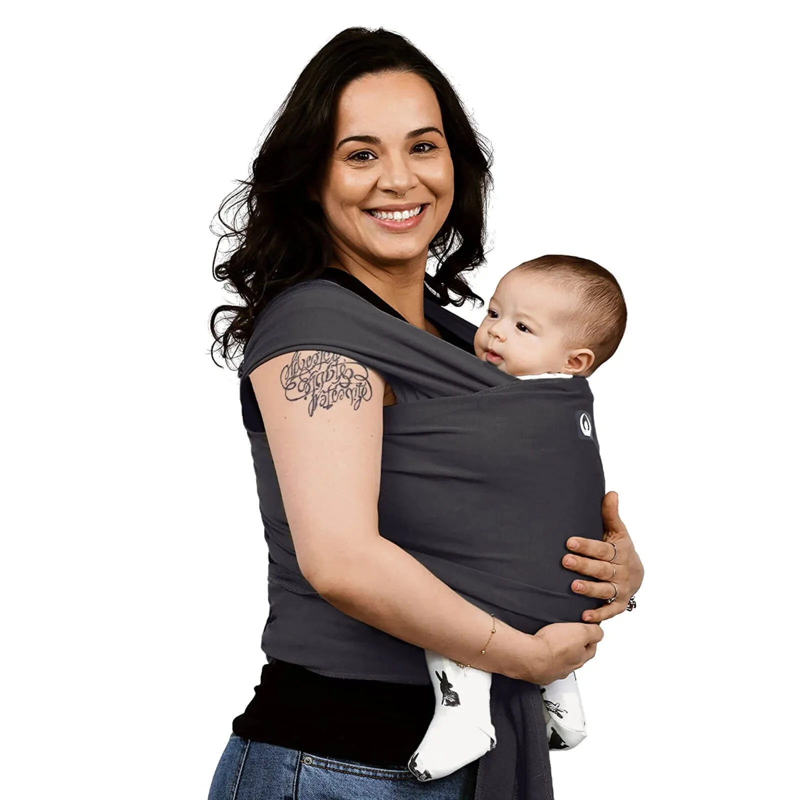 Gaia Carry Stretchy Baby Wrap Organic Cotton - Graphite - Image 5