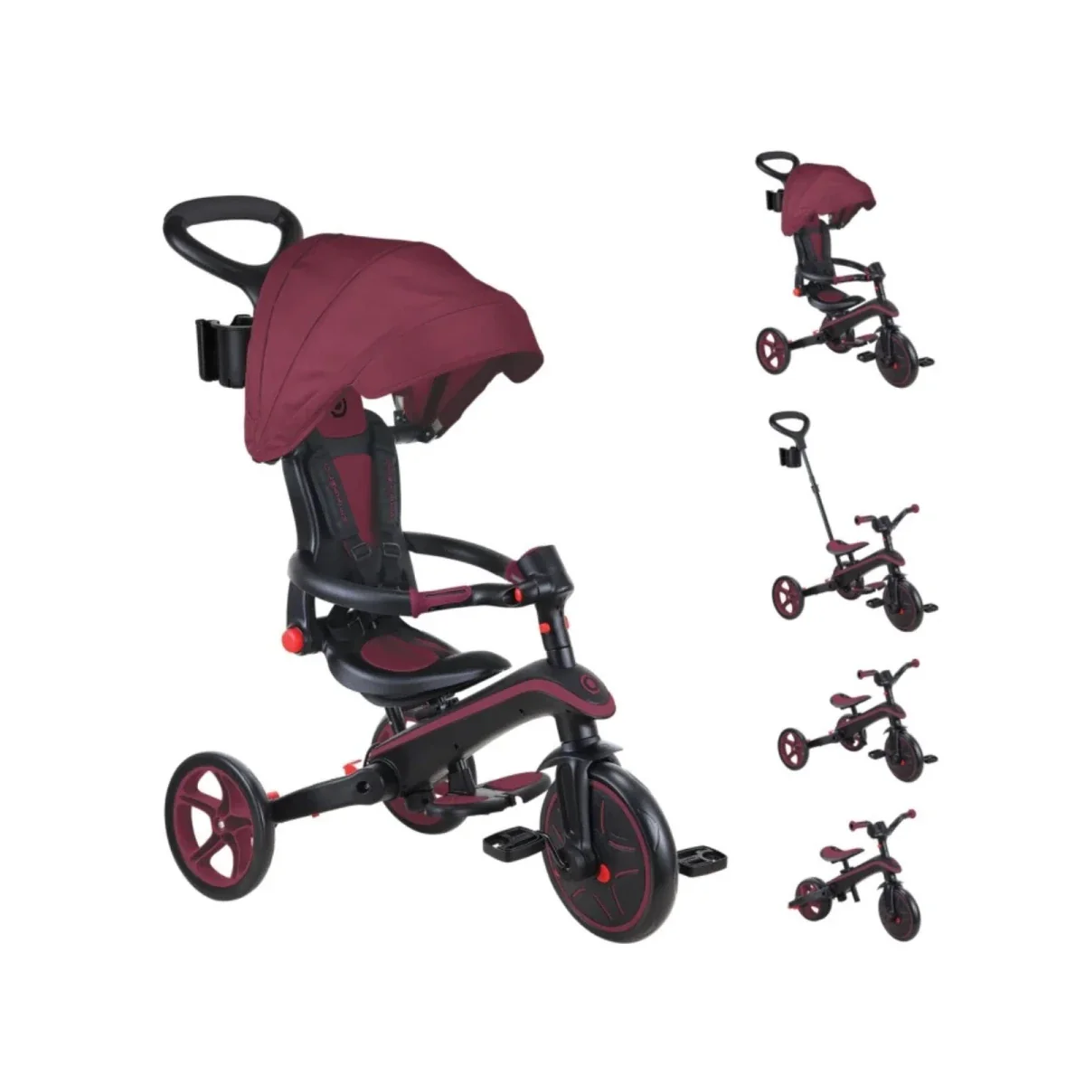 Globber 4-in-1 Explorer Trike Foldable - Burgundy - Image 7