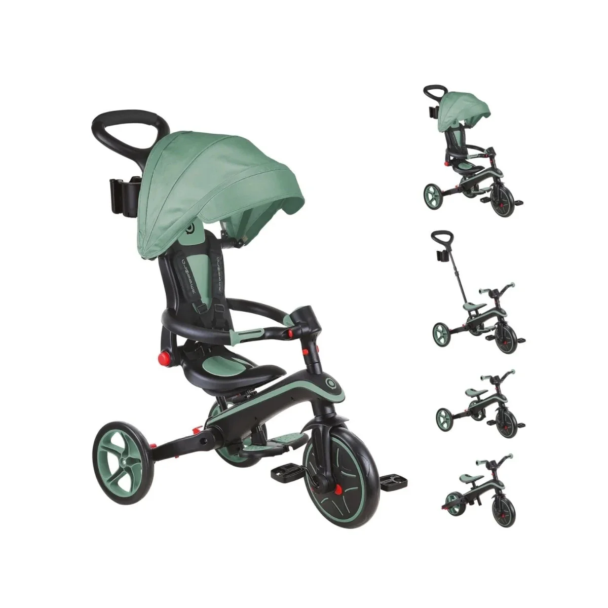 Globber 4-in-1 Explorer Trike Foldable - Olive - Image 9