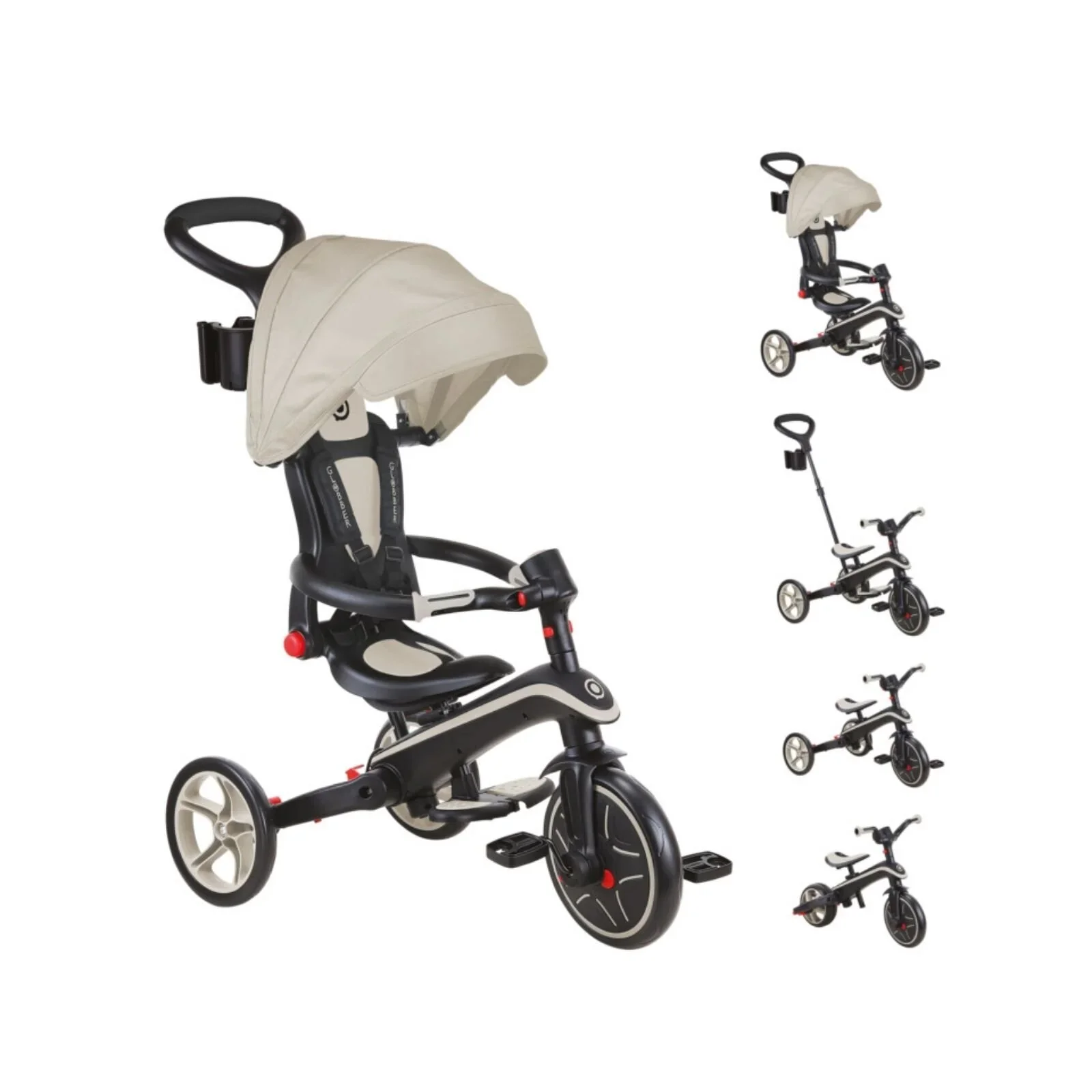 Globber Explorer Trike 4-in-1 Foldable - Taupe - Image 3