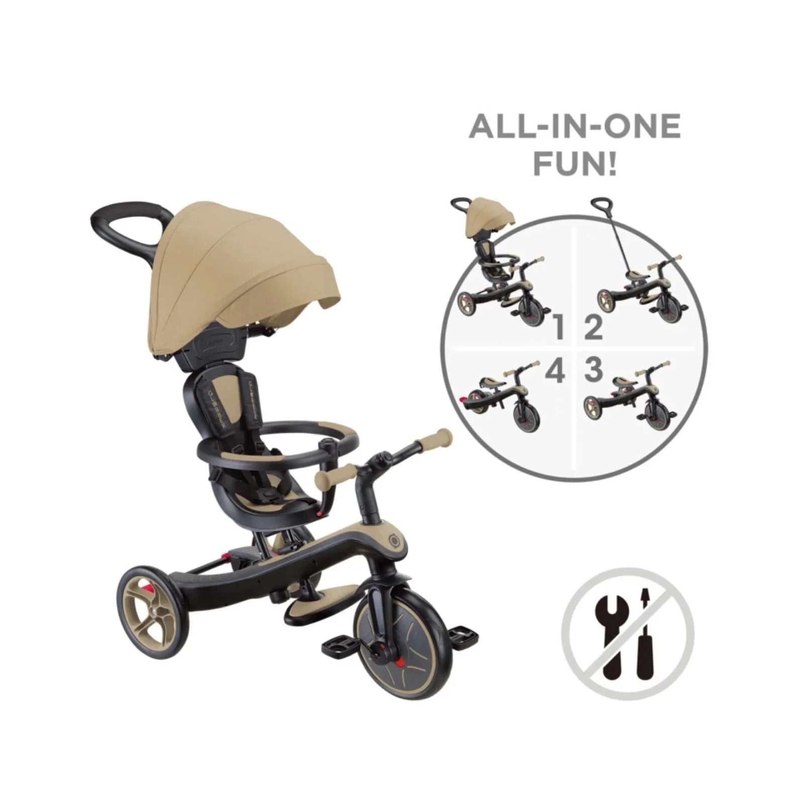 Globber Explorer Trike 4-in-1 - Sand - Image 4