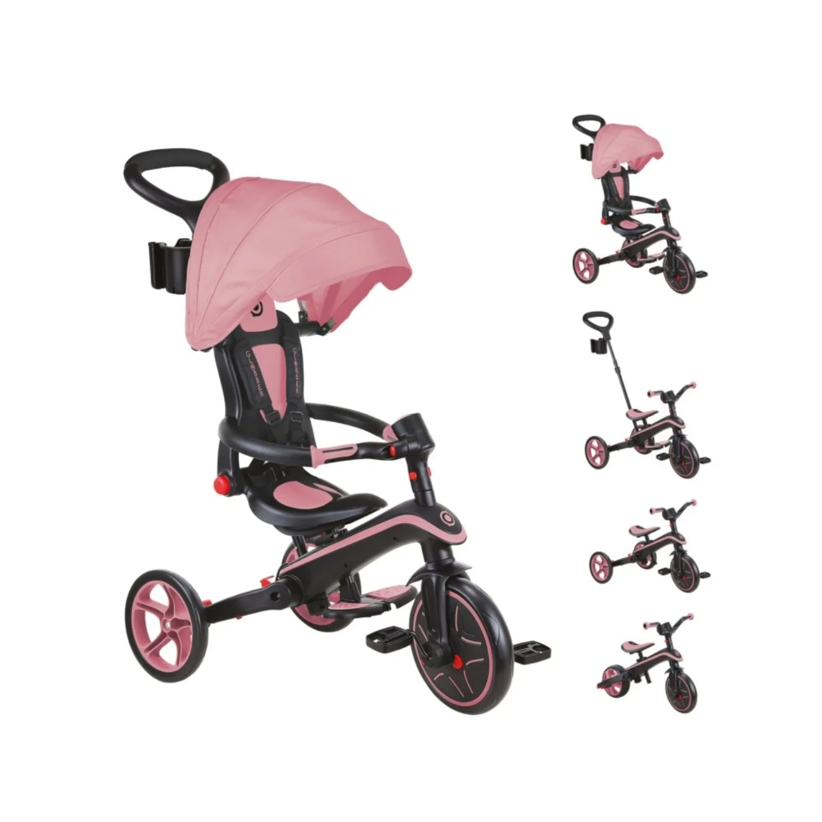 Globber Explorer Trike Foldable 4 in 1 - Deep Pastel Pink - Image 2