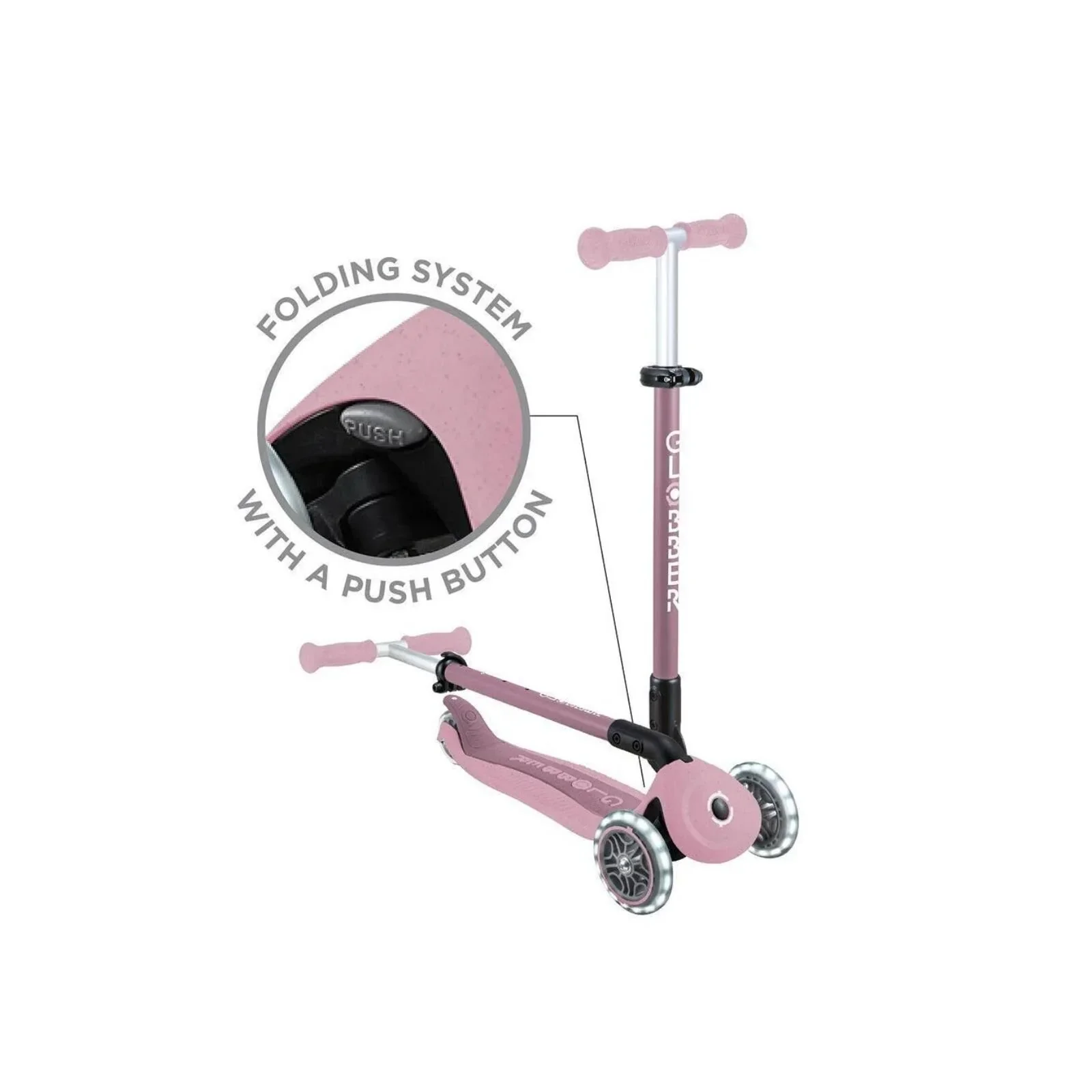 Globber Go Up Active Lights Eco Scooter - Berry - Image 3