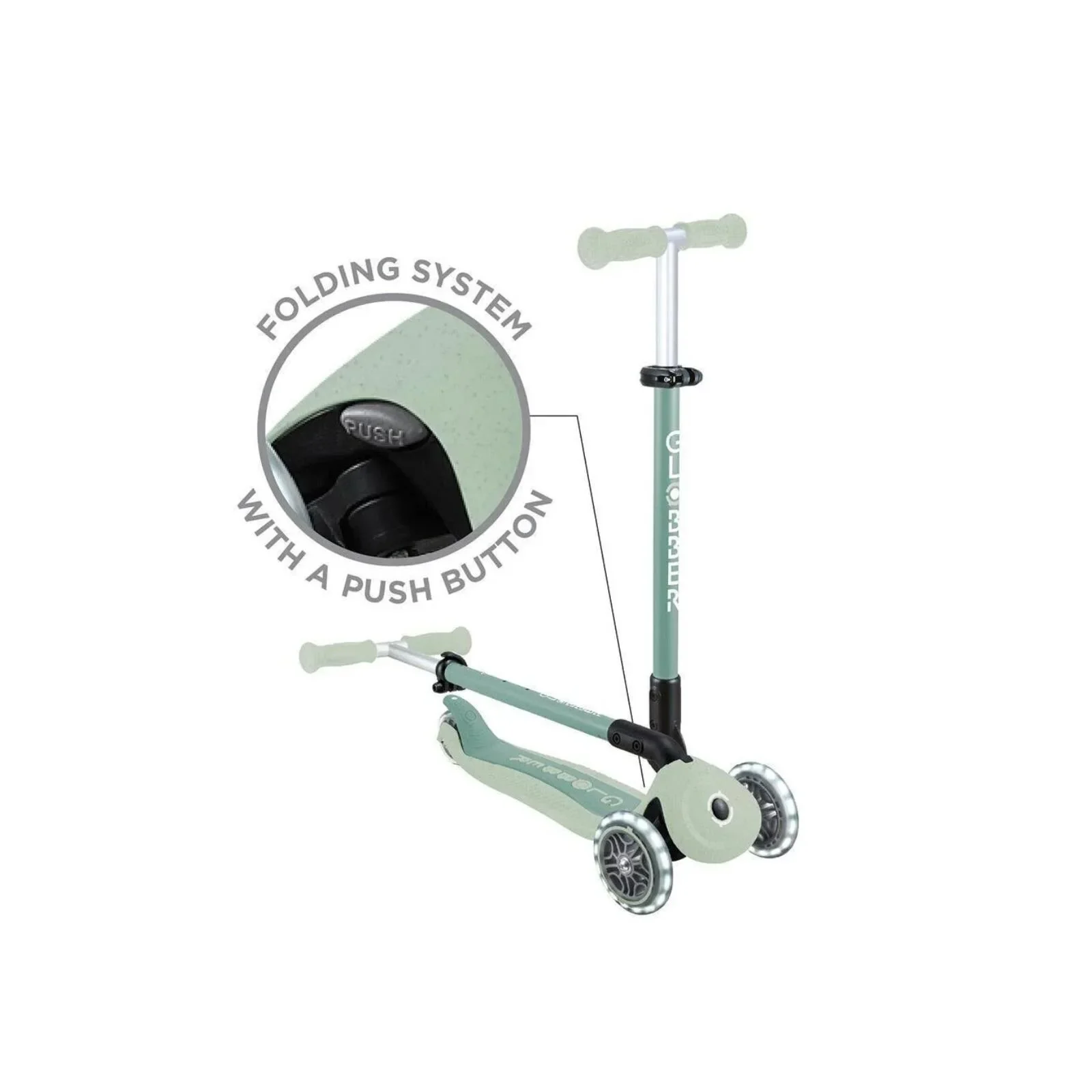 Globber Go Up Active Lights Eco Scooter - Pistachio - Image 3