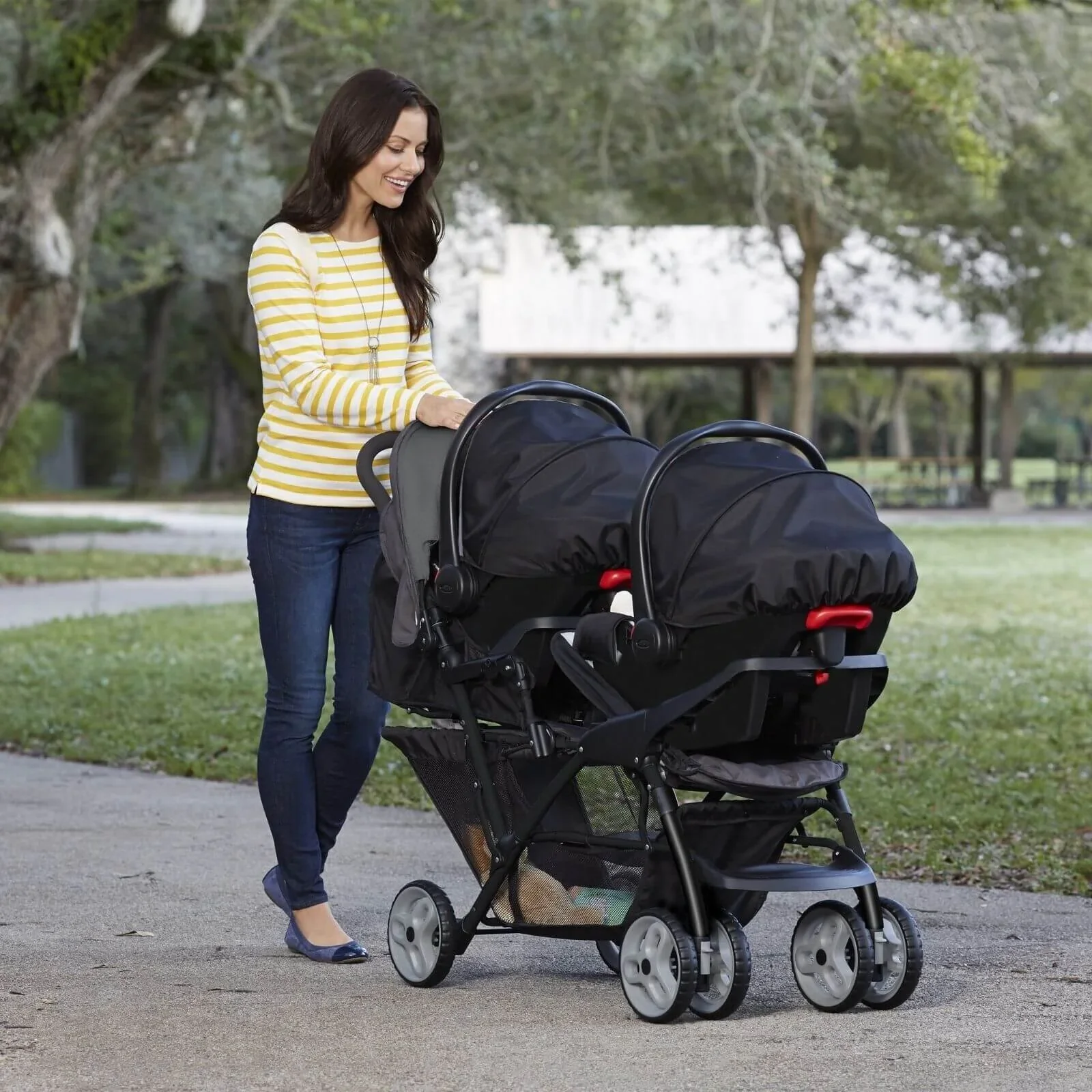 Graco Stadium Duo Tandem Stroller - Black/Grey - Image 10
