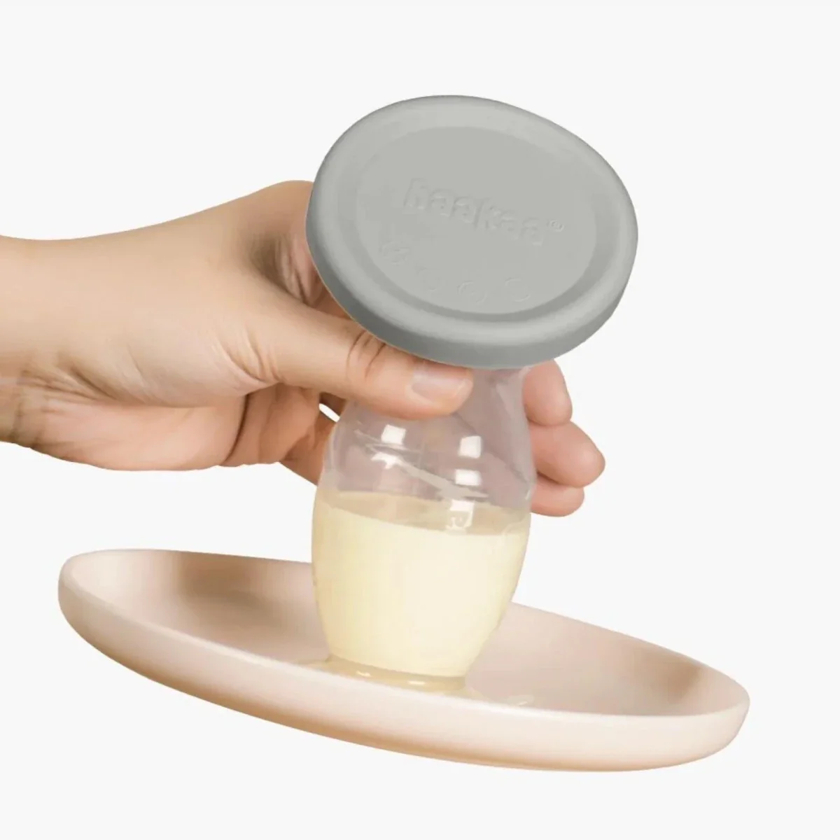Haakaa Gen. 2 Silicone Breast Pump & Cap Set 100ml - Grey - Image 4
