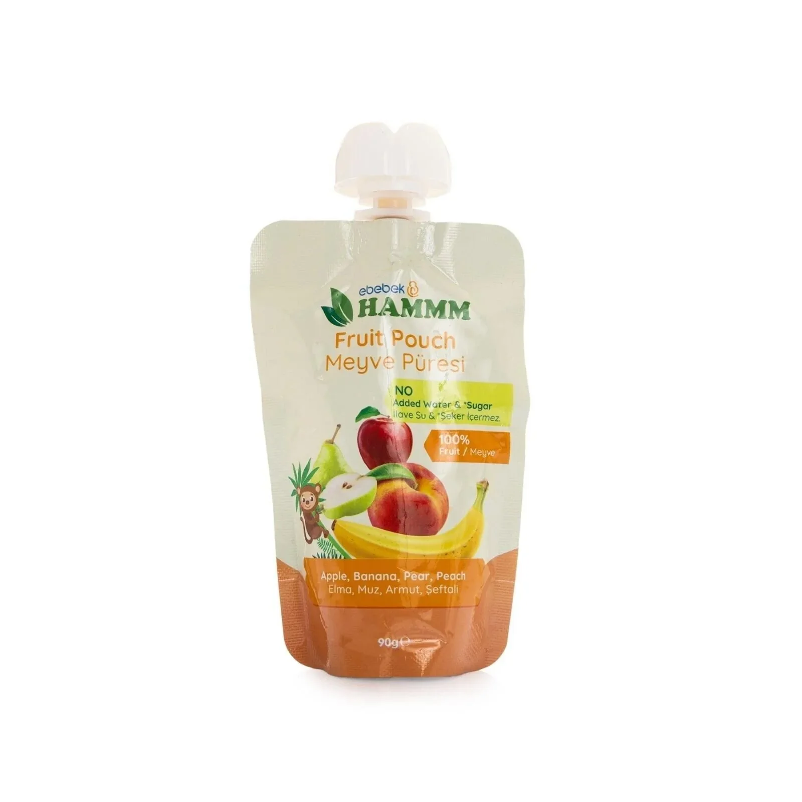 Hammm Apple Banana Pear & Peach Puree Pouch (12x90g) - Image 2