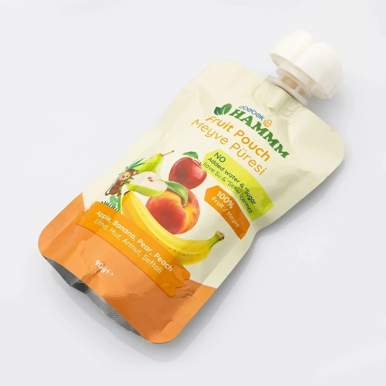 Hammm Apple Banana Pear & Peach Puree Pouch (12x90g) - Image 6