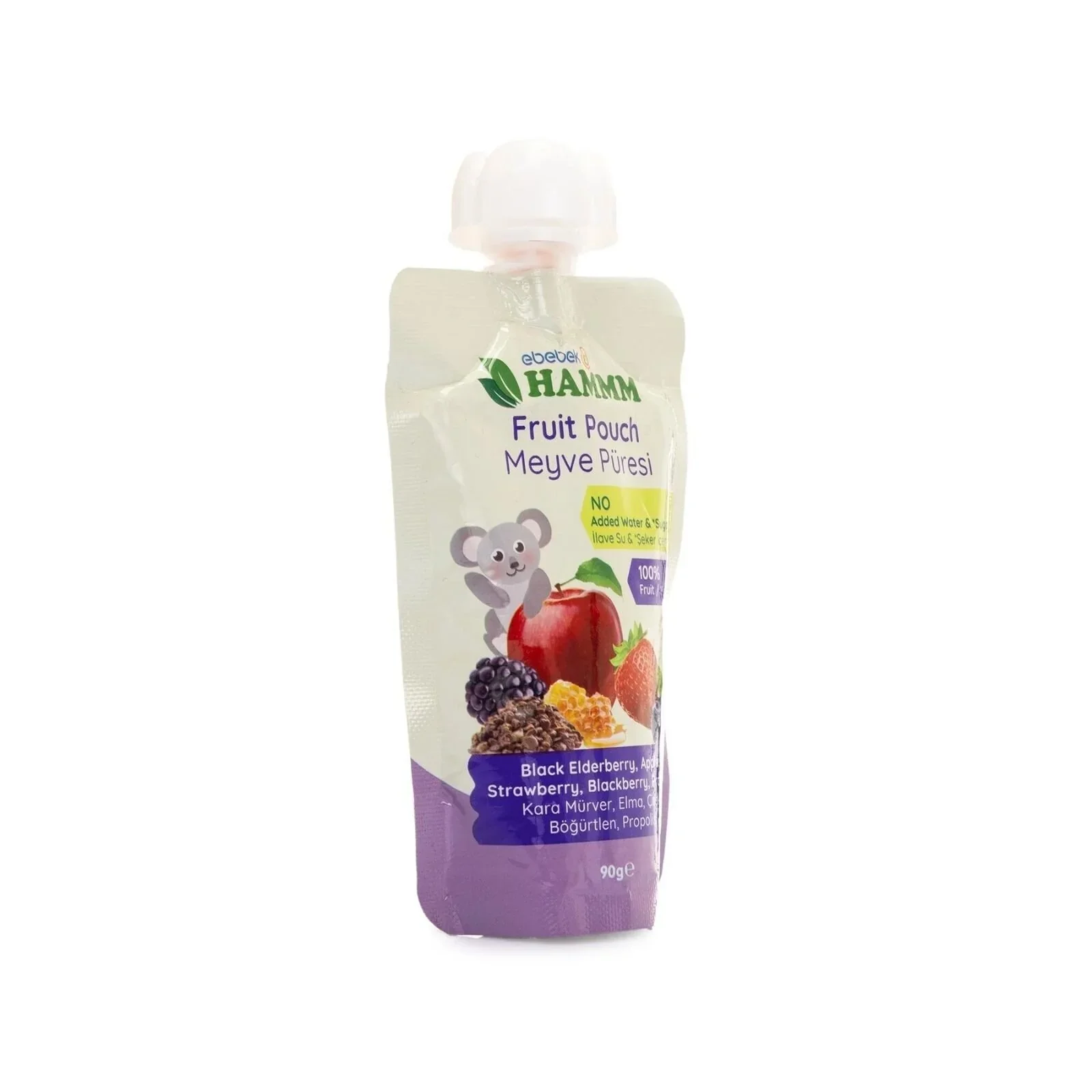 Hammm Black Elderbery Apple Strawbery Blackberry & Propolis Puree Pouch (12x90g) - Image 3