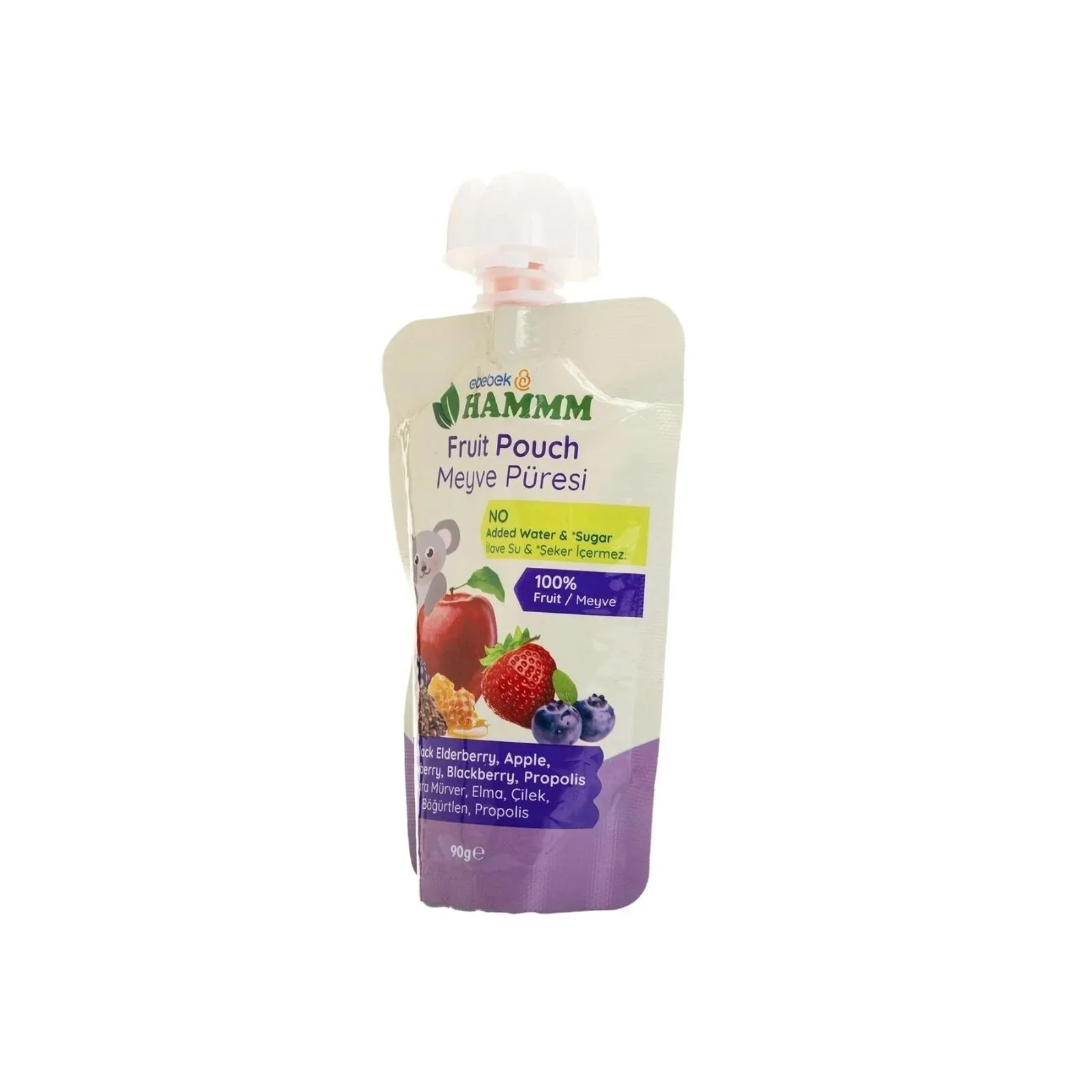 Hammm Black Elderbery Apple Strawbery Blackberry & Propolis Puree Pouch (12x90g) - Image 5