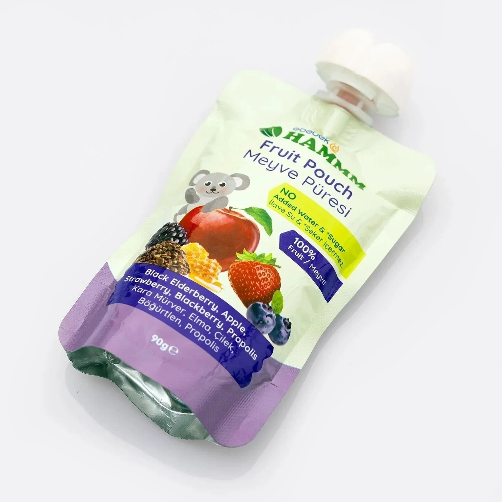 Hammm Black Elderbery Apple Strawbery Blackberry & Propolis Puree Pouch (12x90g) - Image 6