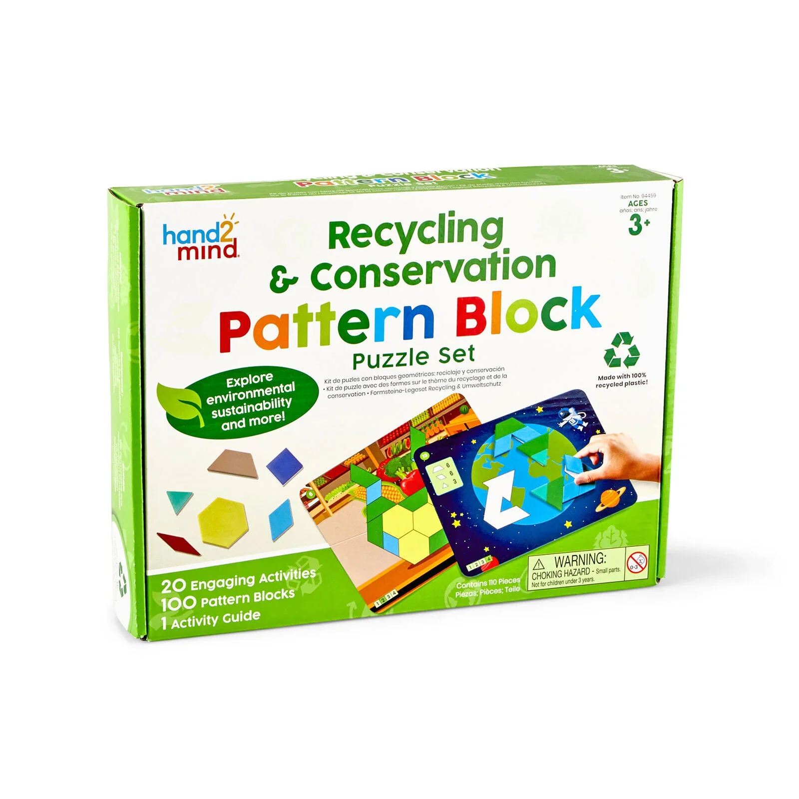 hand2Mind Recycling & Conservation Pattern Block Puzzle Set - Image 2