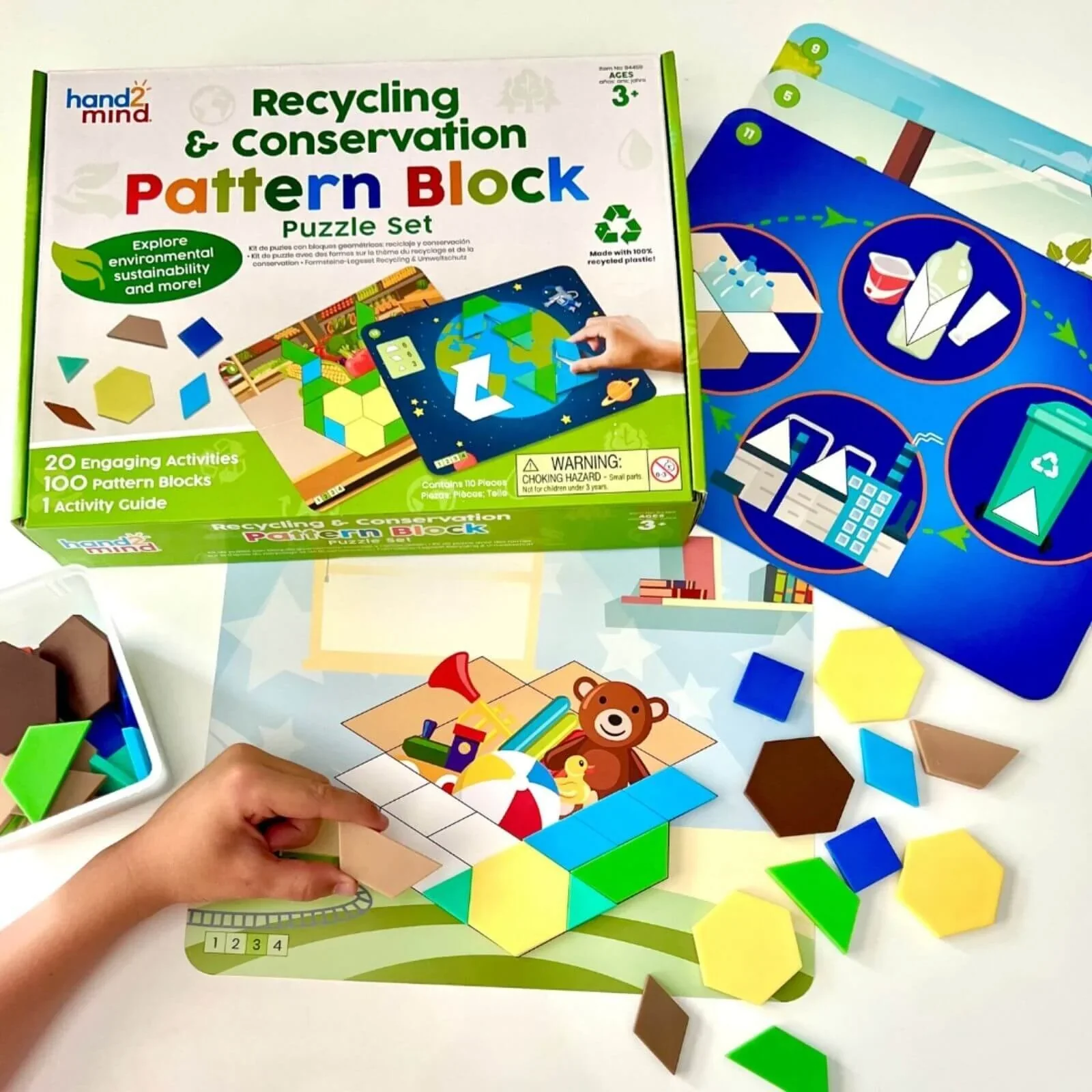 hand2Mind Recycling & Conservation Pattern Block Puzzle Set - Image 3